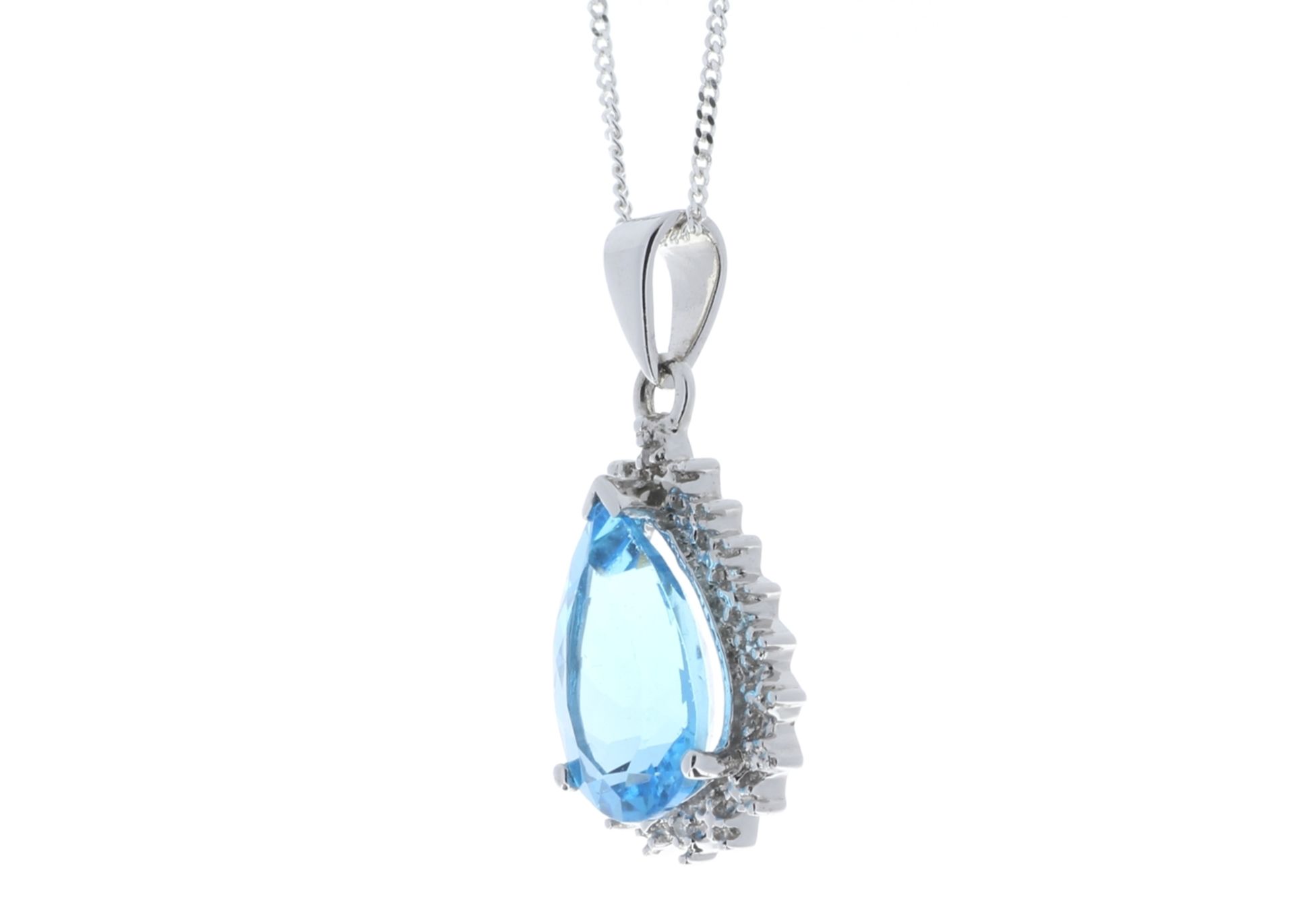 9k White Gold Diamond And Blue Topaz Pendant 0.01 - Image 4 of 6