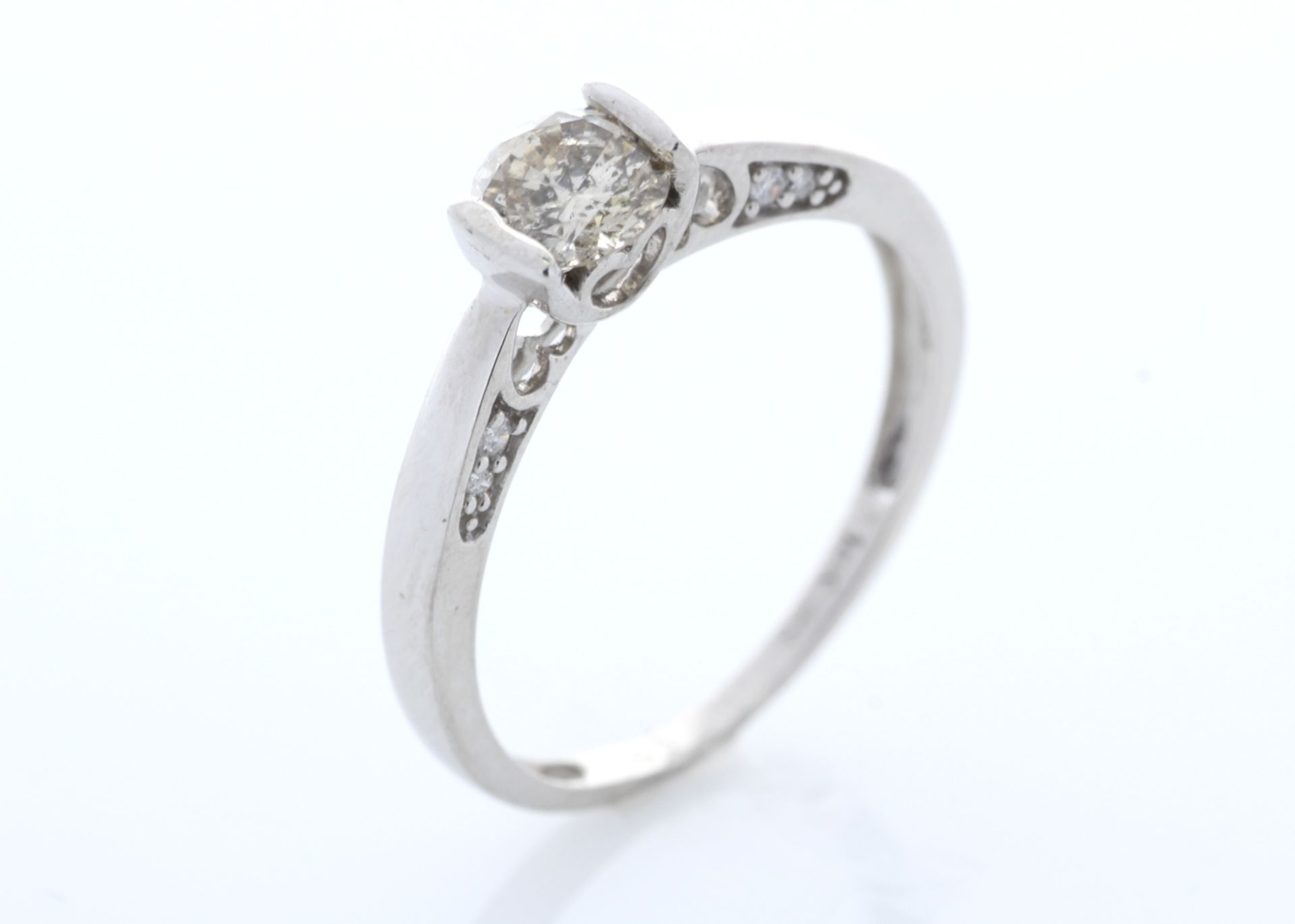 18k White Gold Single Stone Prong Set With Stone Set Shoulders Diamond Ring 0.60