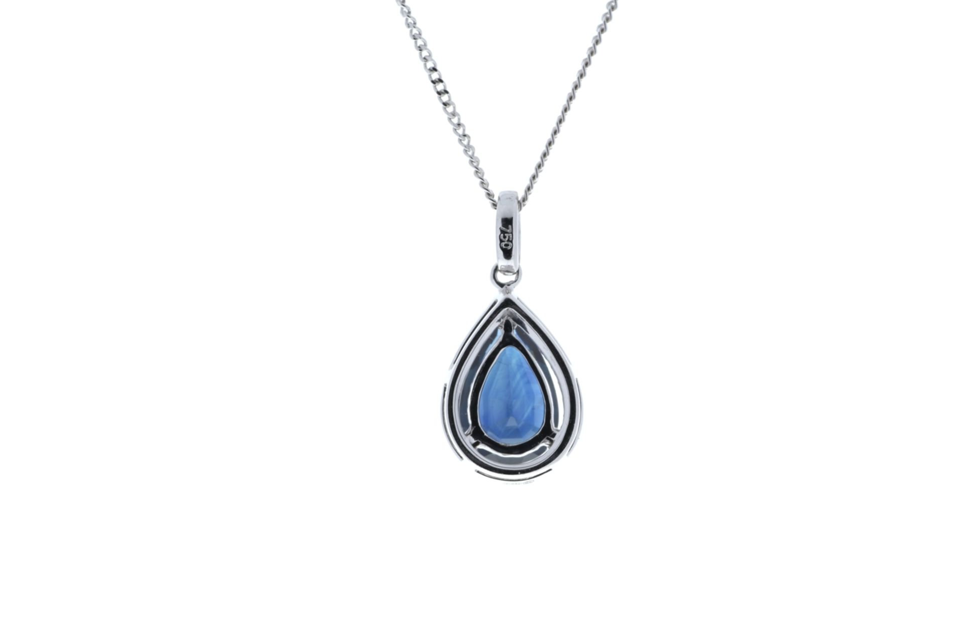 18k White Gold Pear Shape Sapphire In Diamond Halo Pendant 0.18k (P 2.35) - Image 3 of 4