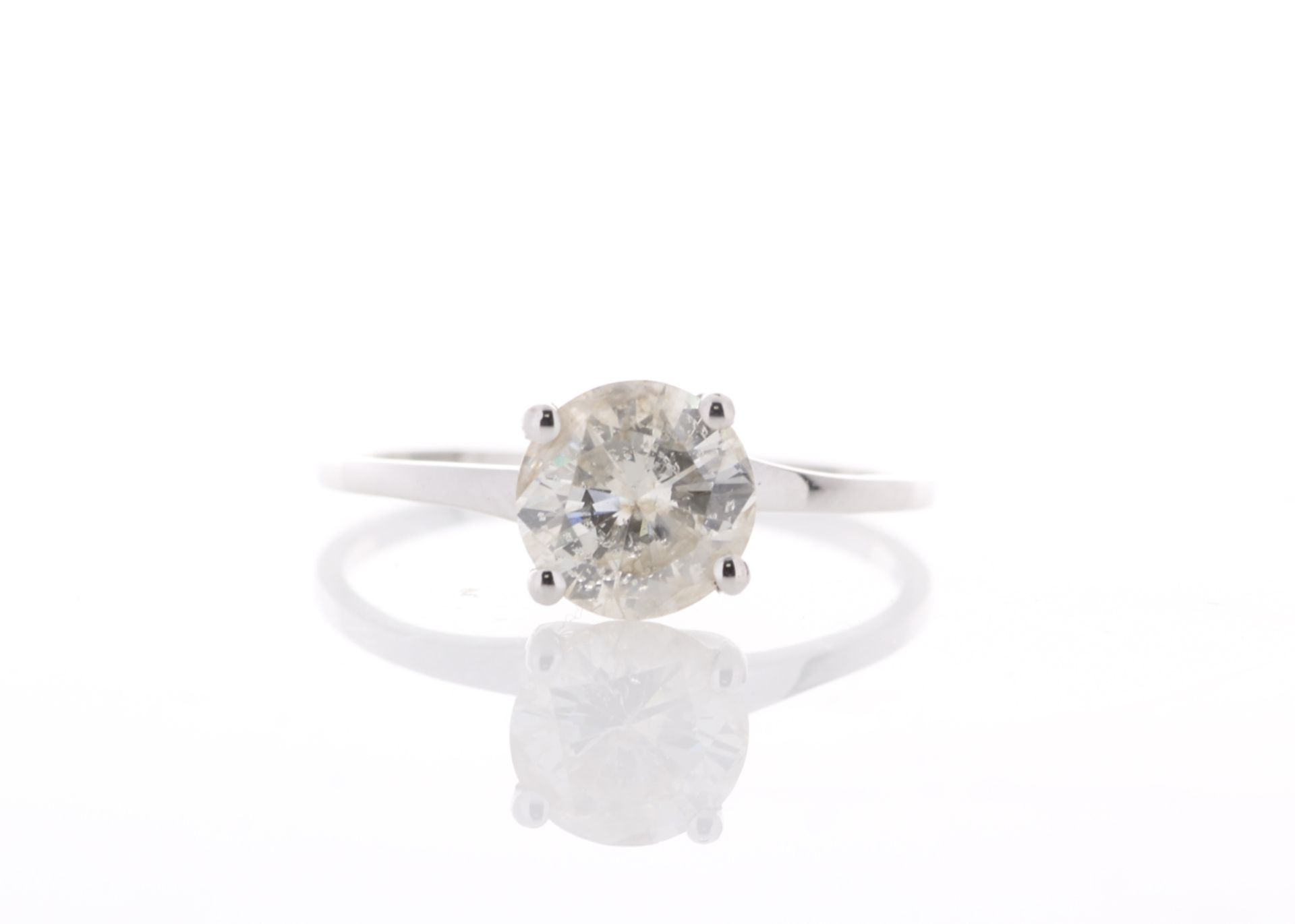 18k White Gold Single Stone Rex Set Diamond Ring 1.19