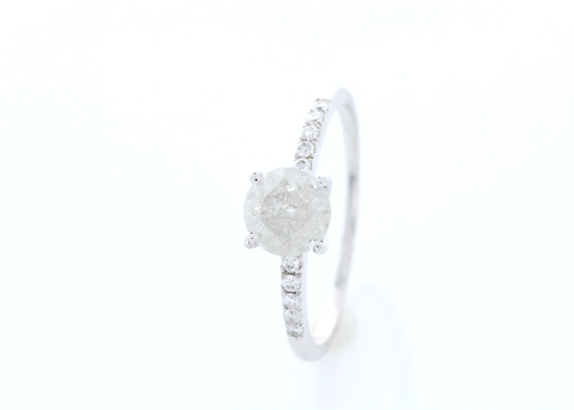 18k White Gold Single Stone Prong Set With Stone Set Shoulders Diamond Ring (0.94) 1.04 - Image 2 of 4