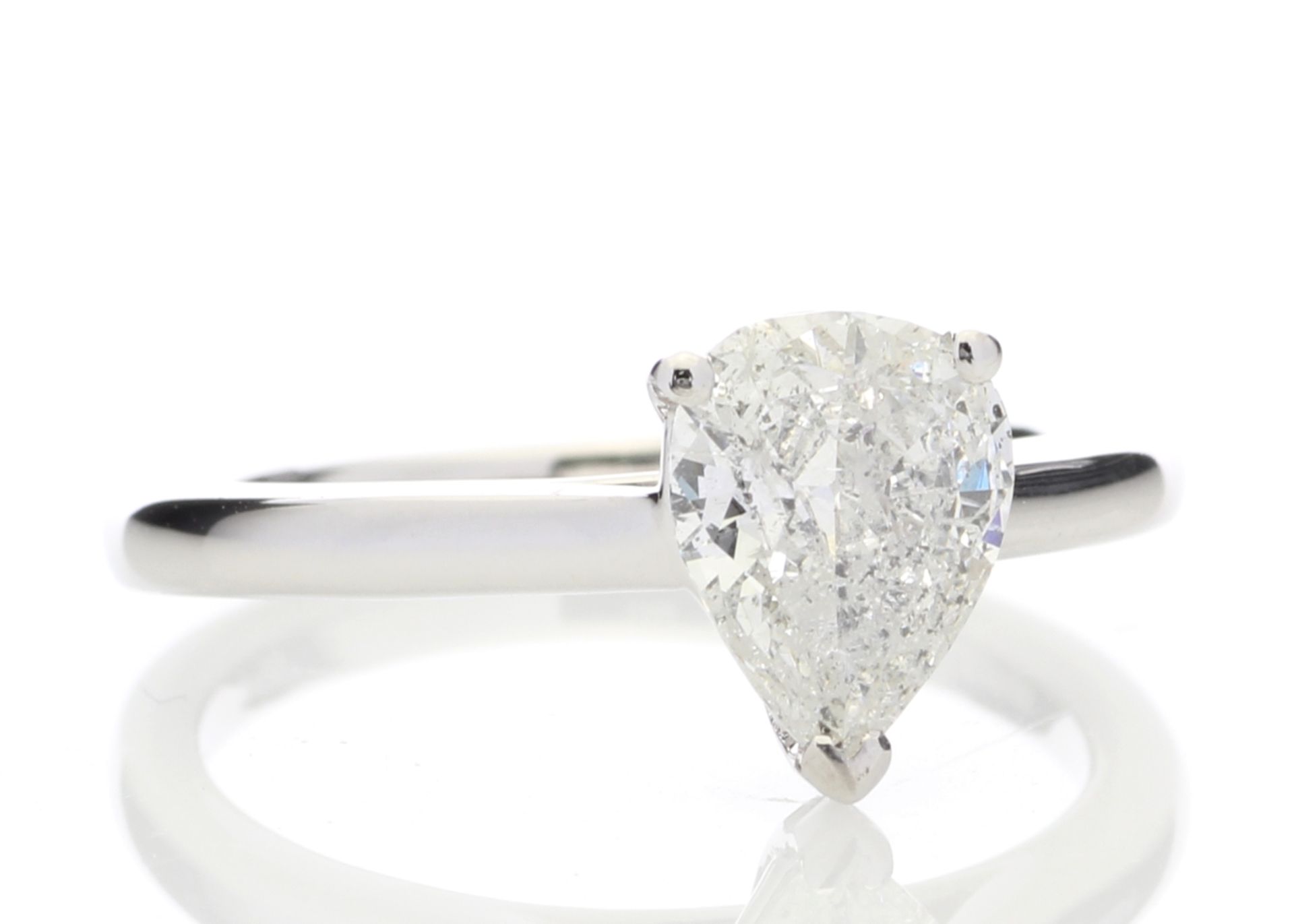 18k White Gold Single Stone Pear Cut Diamond Ring 1.02 - Image 4 of 5