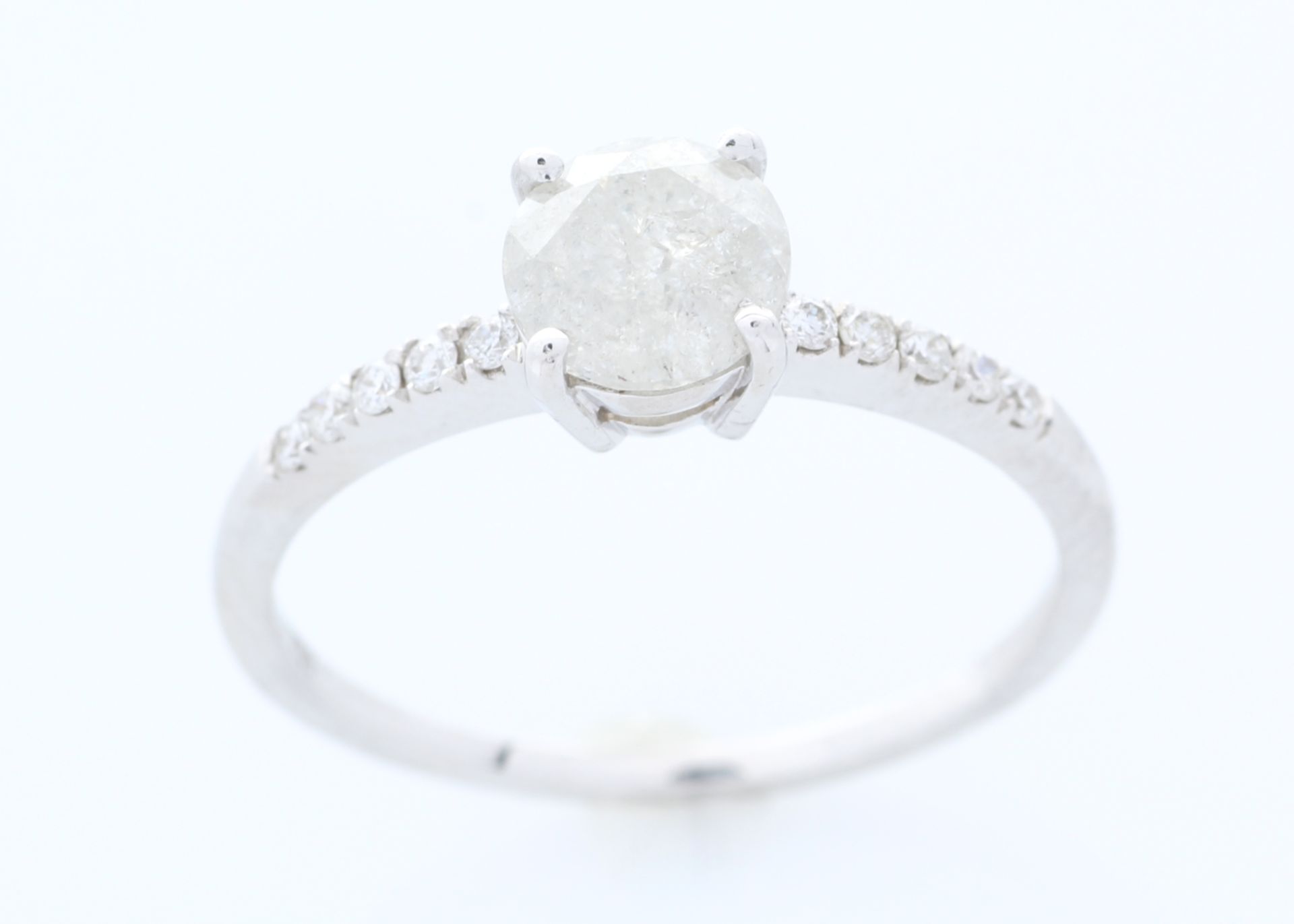 18k White Gold Single Stone Prong Set With Stone Set Shoulders Diamond Ring (0.94) 1.04 - Image 3 of 4