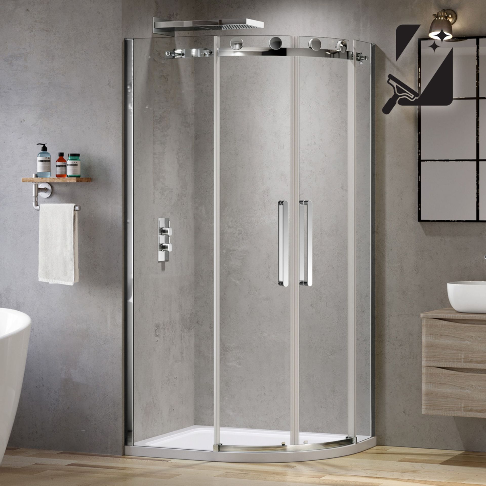 (CS29) 1000x800mm - 8mm - Frameless EasyClean Offset Quadrant Shower Enclosure. RRP £724.99. 8mm