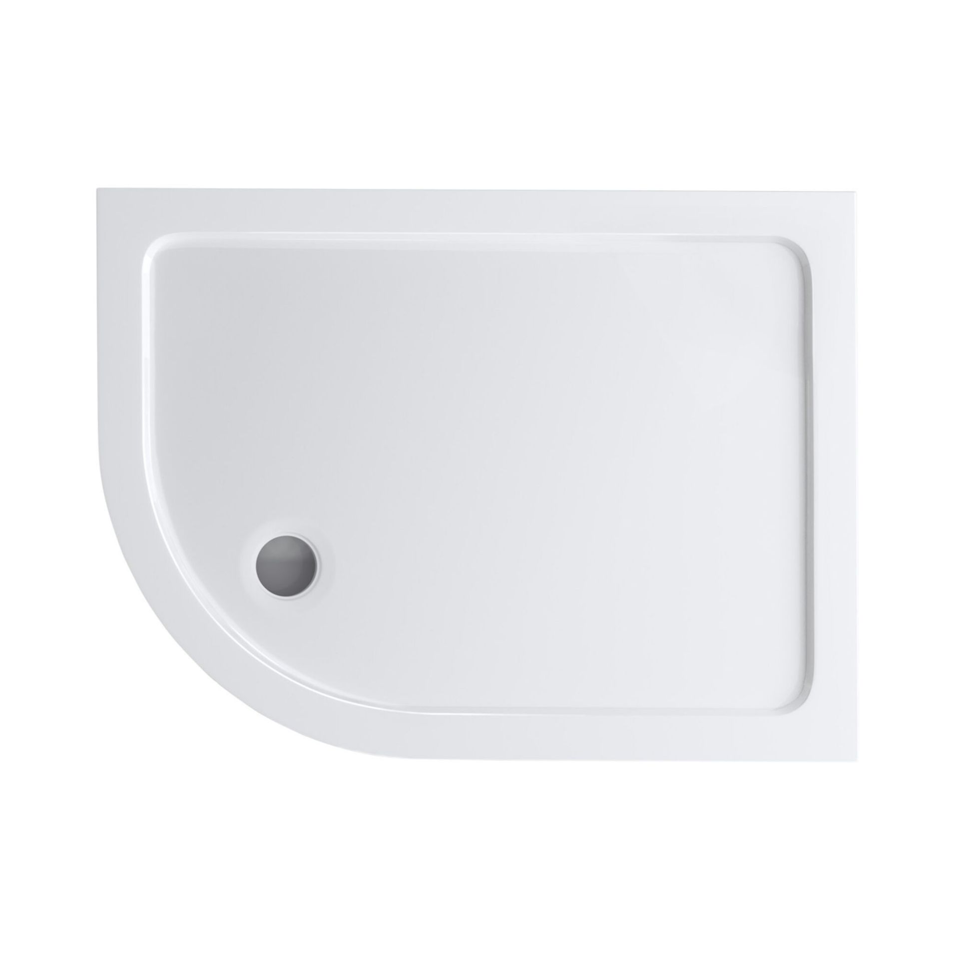 (CS53) 1200x900mm Offset Quadrant Ultra Slim Stone Shower Tray - Left. Low profile ultra slim design