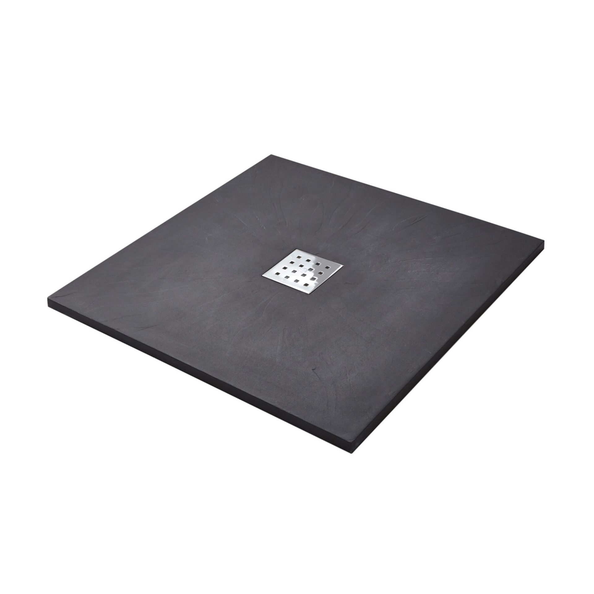 (CS50) 900x900mm Square Slate Effect Shower Tray & Chrome Waste. Handcrafted from high-grade stone - Image 3 of 3