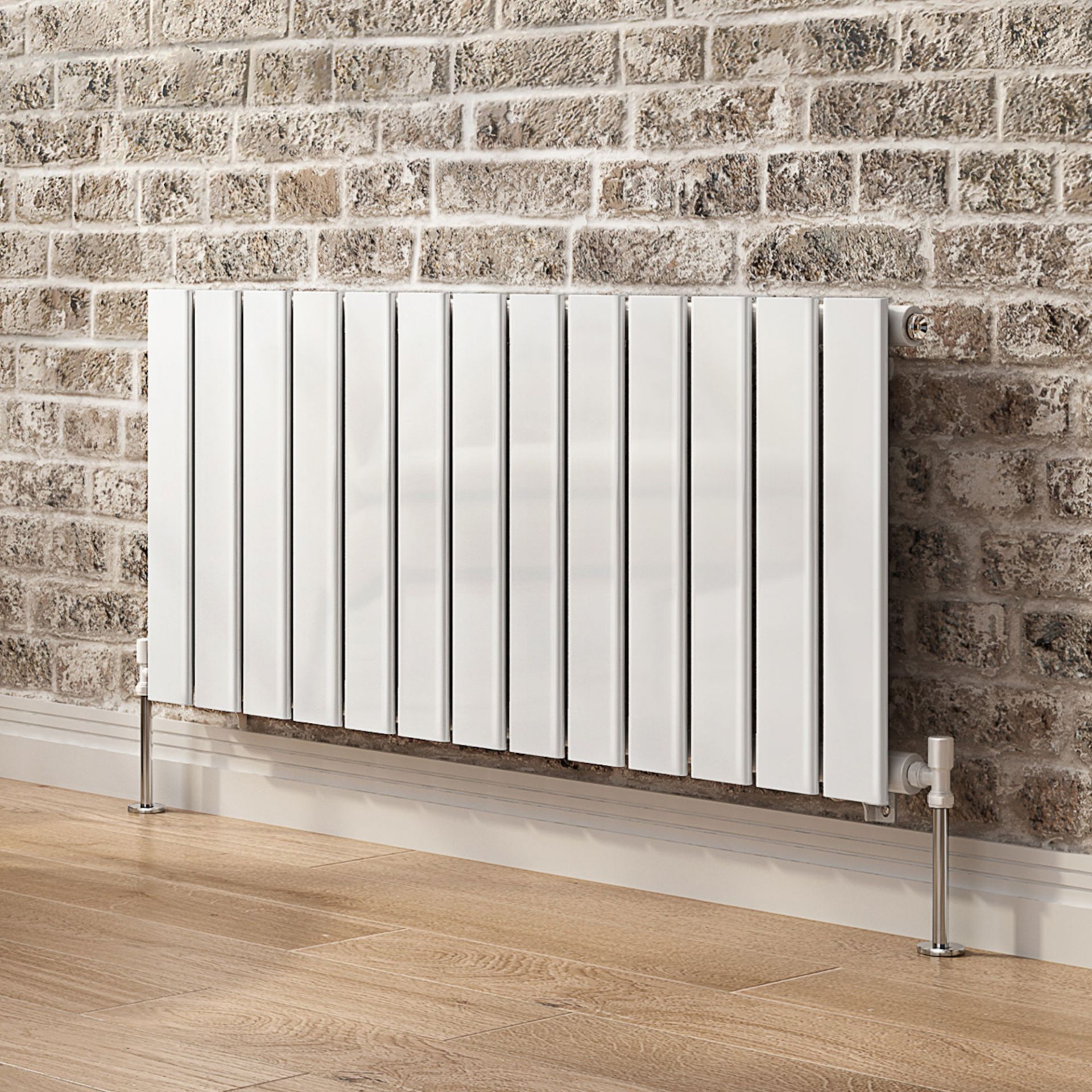 (CS23) 450x988mm Gloss White Single Flat Panel Horizontal Radiator. RRP £220.99. Made from low - Image 2 of 4