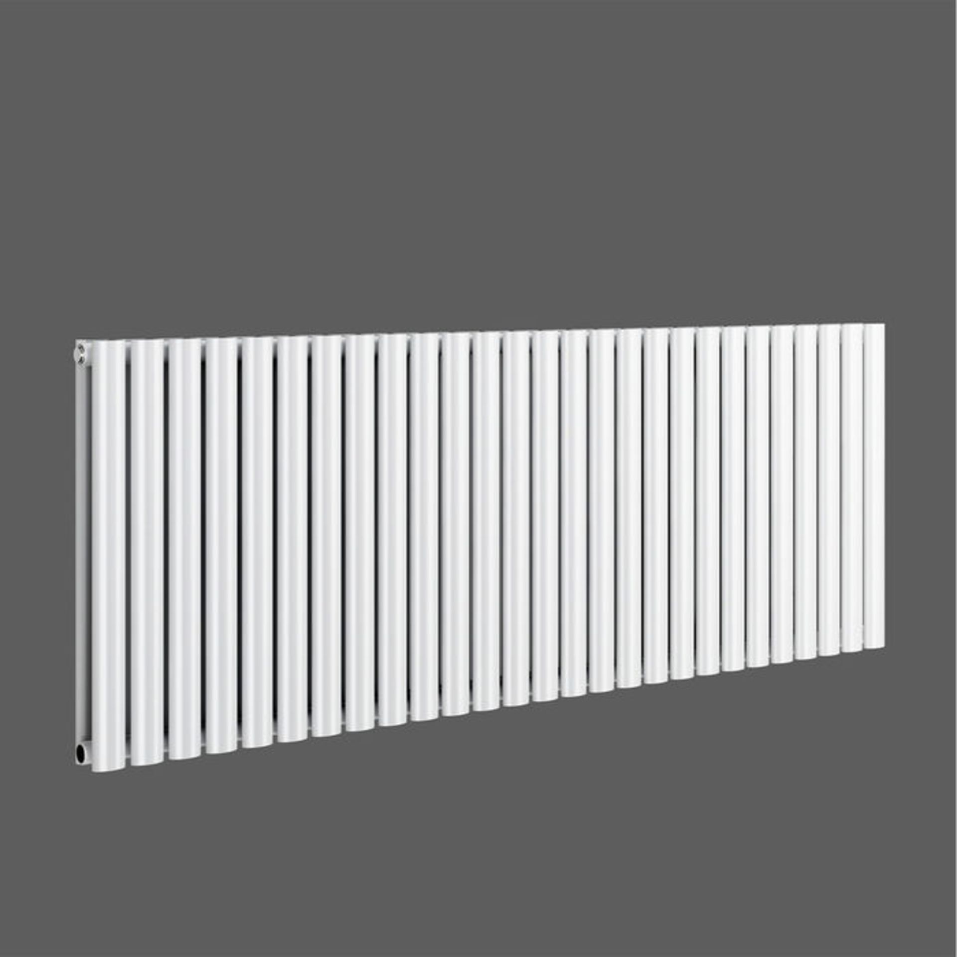 (CS166) 600x1620mm White Double Panel Oval Tube Horizontal Radiator. RRP £499.99. Made from high - Image 2 of 5