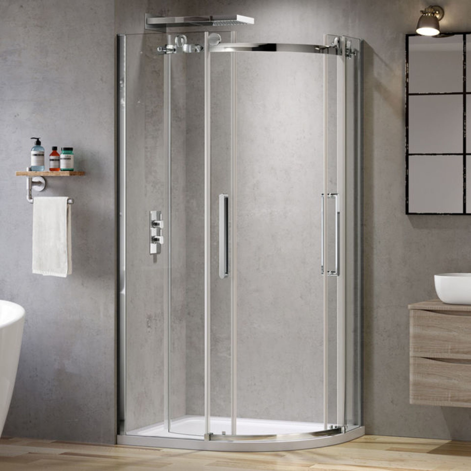 (CS29) 1000x800mm - 8mm - Frameless EasyClean Offset Quadrant Shower Enclosure. RRP £724.99. 8mm - Image 3 of 4