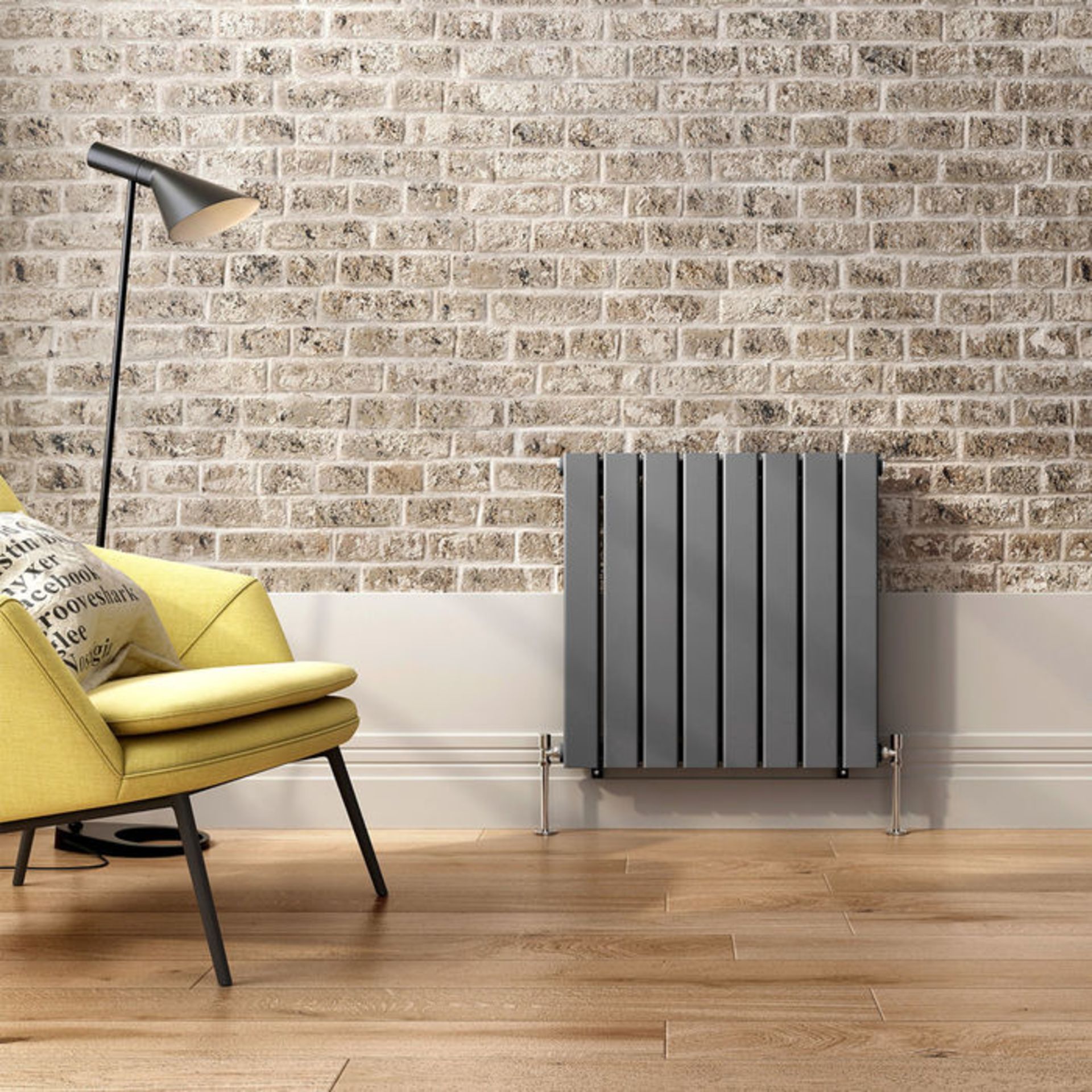 (CS189) 600x600mm Anthracite Double Flat Panel Horizontal Radiator. RRP £349.99. Made with high - Bild 3 aus 4