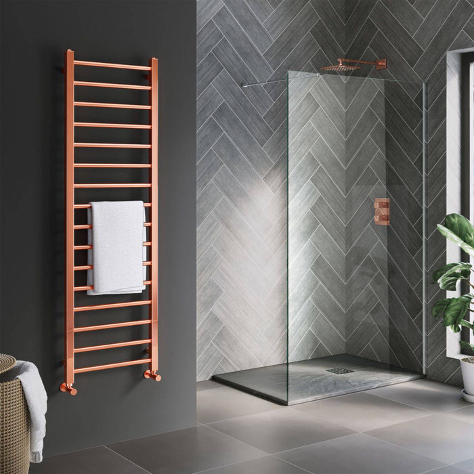 (CS14) 1600x500mm Copper Heated Straight Rail Ladder Towel Radiator. RRP £399.99. Constructed from - Image 2 of 3