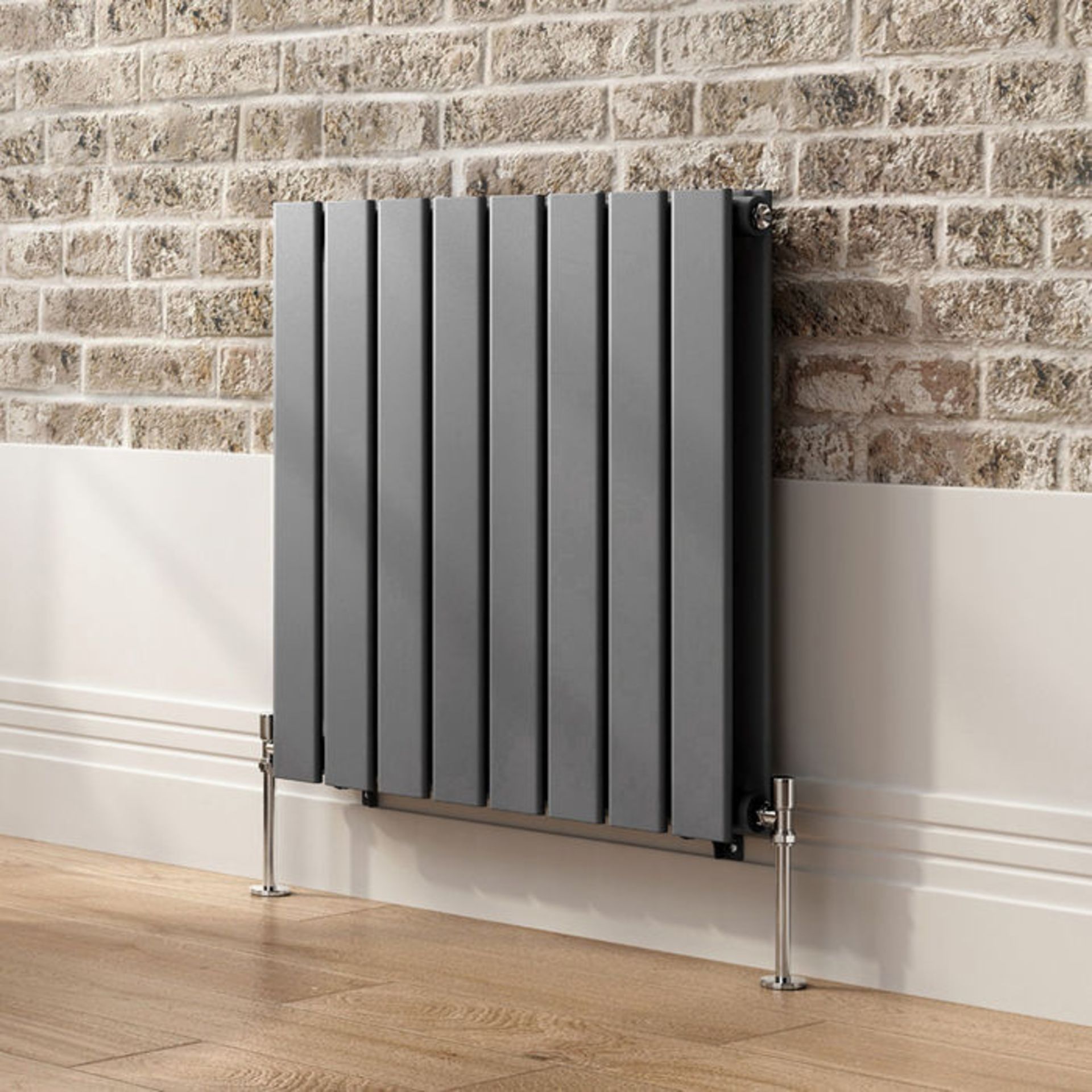 (CS189) 600x600mm Anthracite Double Flat Panel Horizontal Radiator. RRP £349.99. Made with high - Image 4 of 4