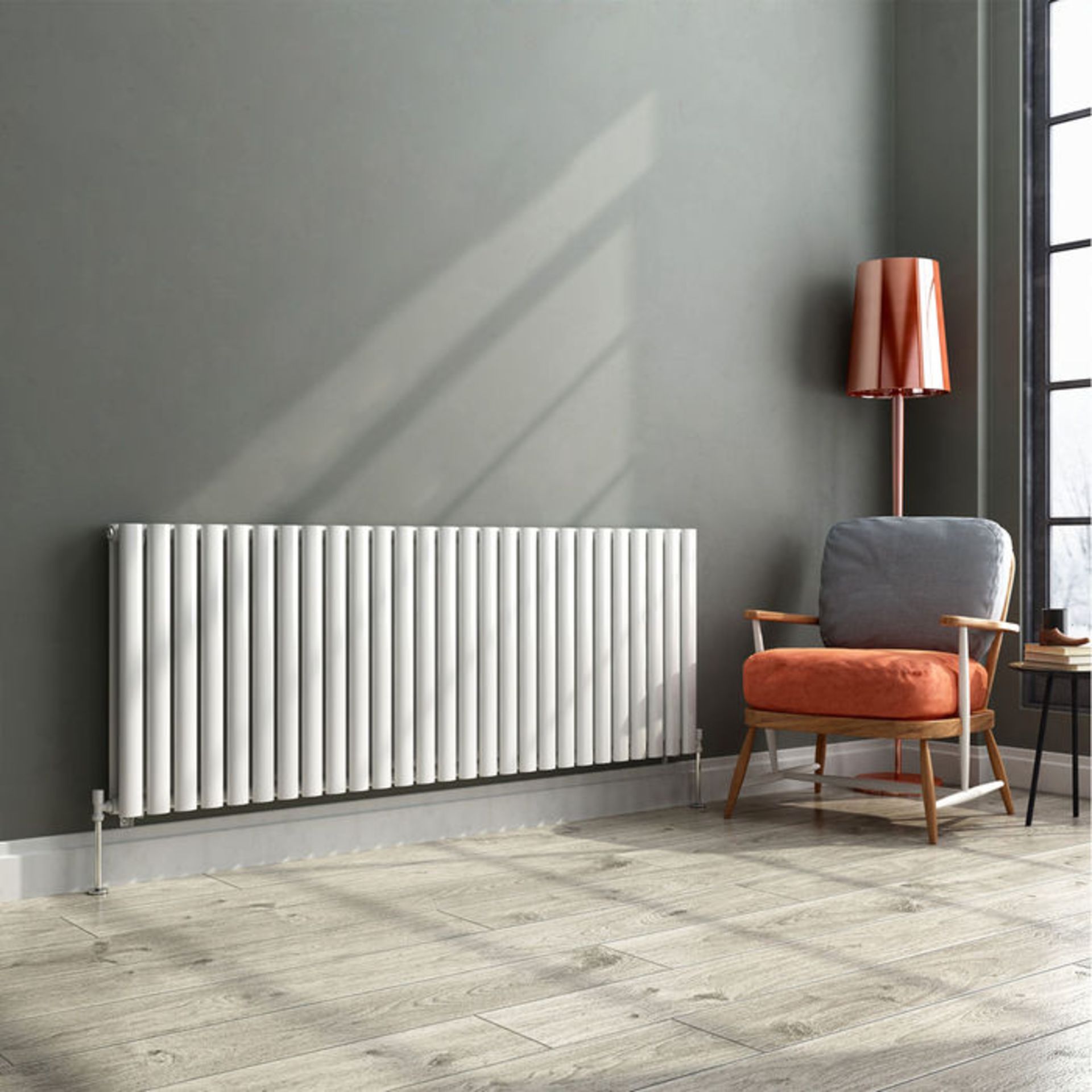 (CS166) 600x1620mm White Double Panel Oval Tube Horizontal Radiator. RRP £499.99. Made from high - Image 5 of 5