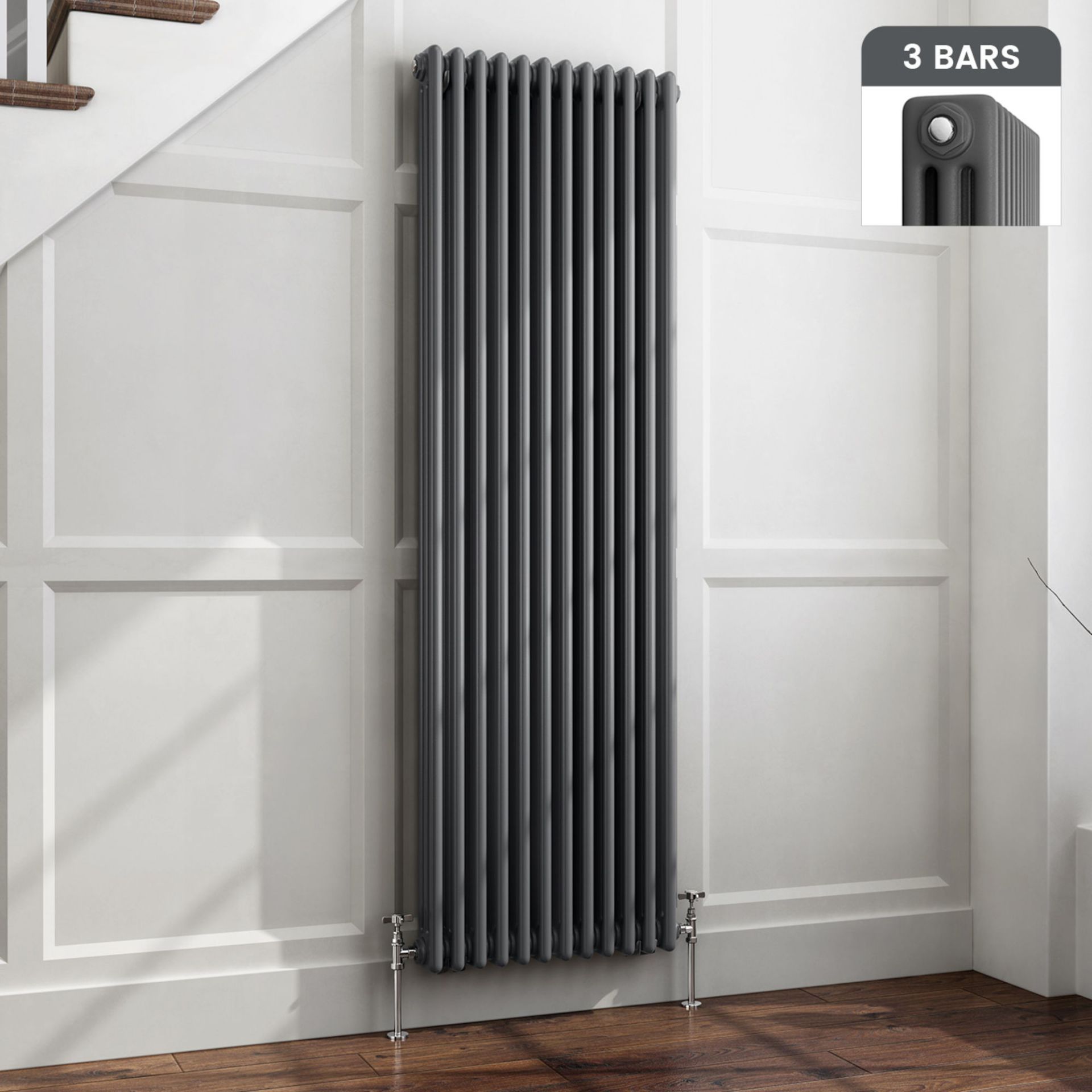 (CS19) 1800x558mm Anthracite Triple Panel Vertical Colosseum Traditional Radiator. RRP £619.99. Made
