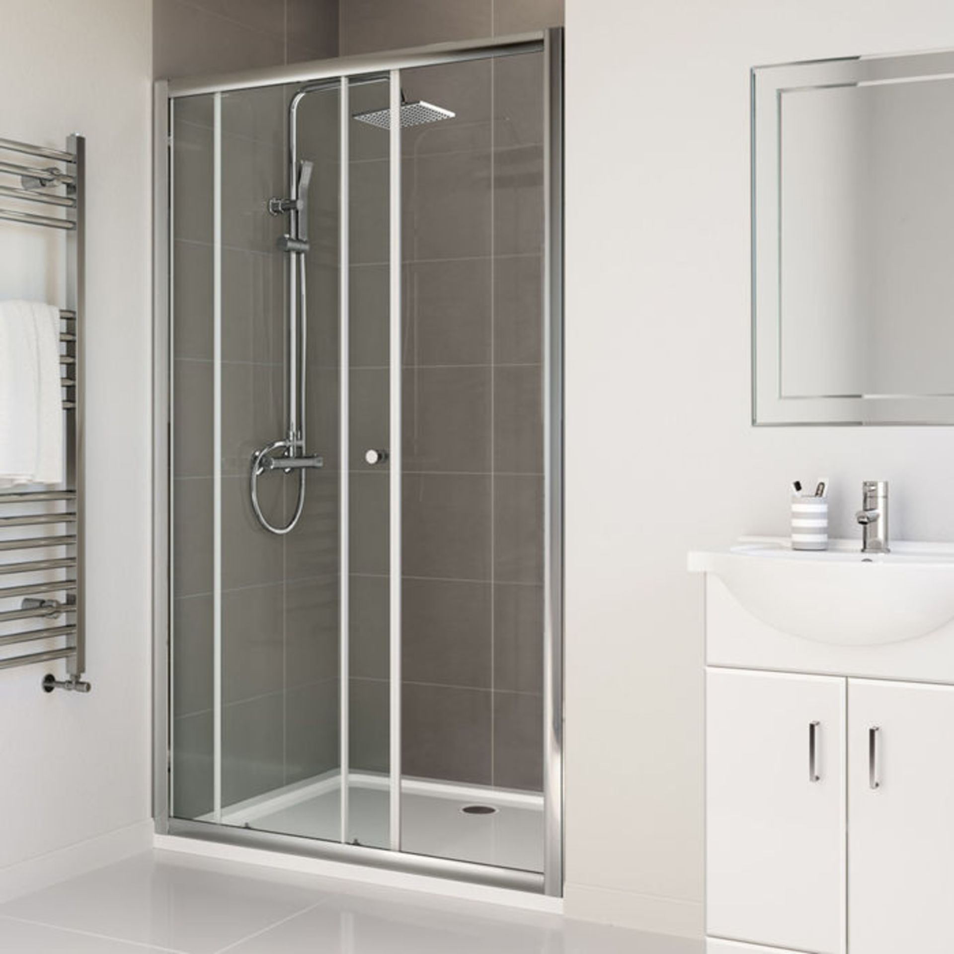 (W98) 1200mm - Elements Sliding Shower Door. RRP £299.99. 4mm Safety Glass Fully waterproof tested - Bild 2 aus 3