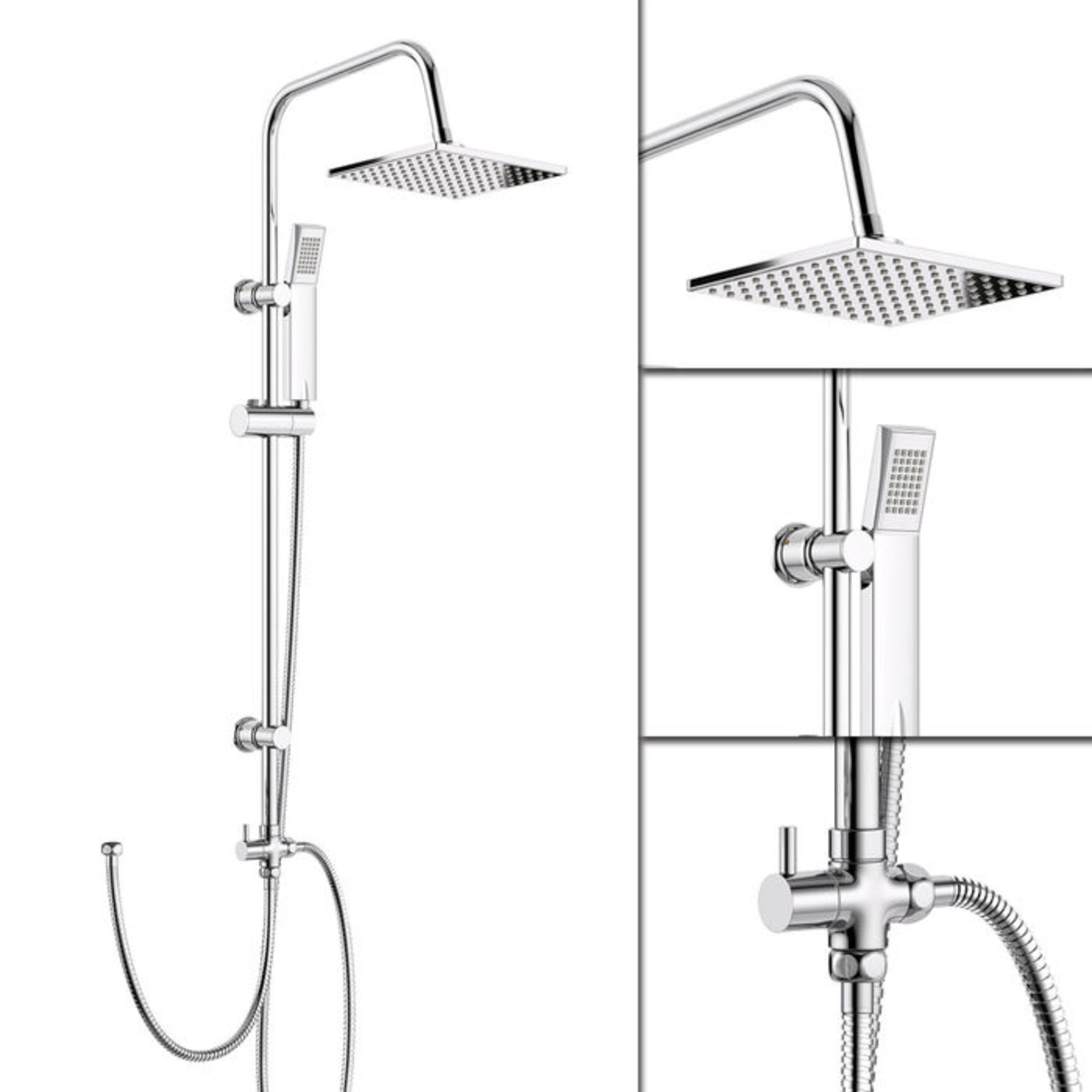 (LU117) 200mm Square Head, Riser Rail & Handheld Kit. Quality stainless steel shower head with - Bild 3 aus 4