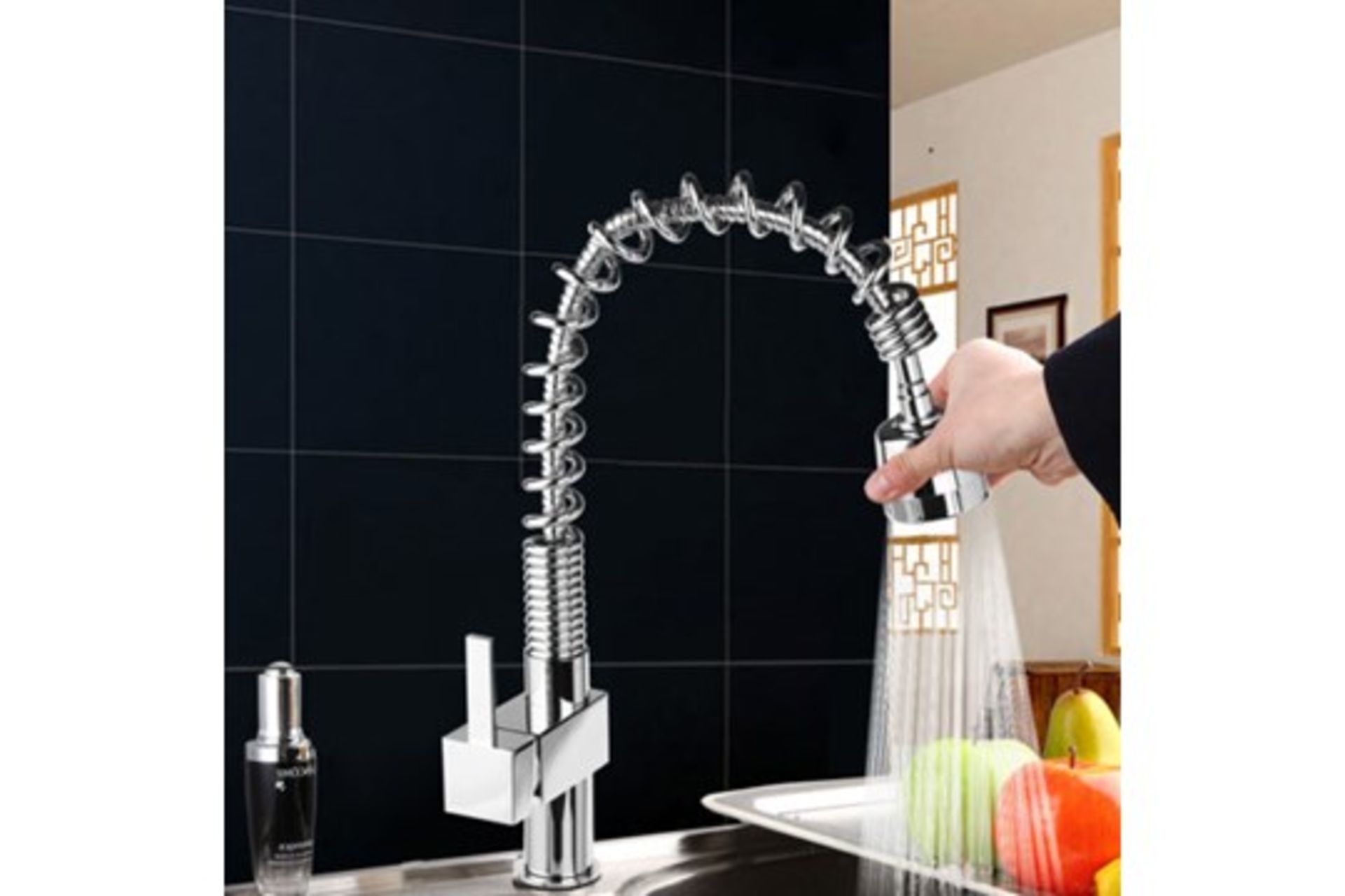 (CS212) Maddie Brushed Chrome Monobloc Kitchen Tap Swivel Pull Out Spray Mixer. RRP £219.99.