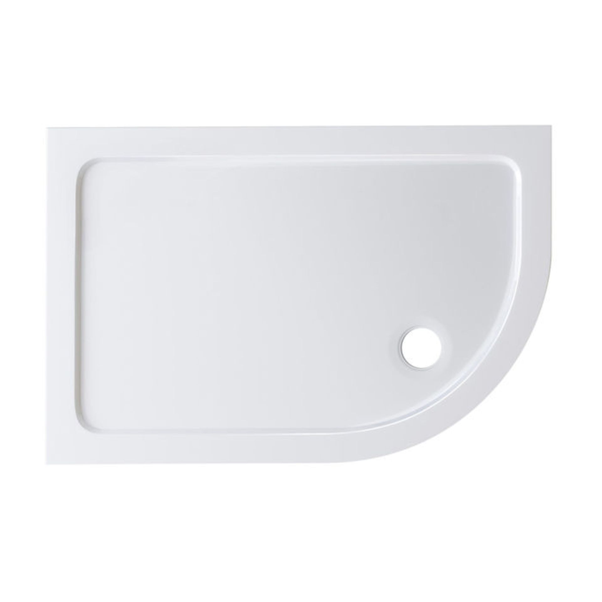 (NY147) 1200x800mm Offset Quadrant Ultra Slim Stone Shower Tray - Right. Low profile ultra slim