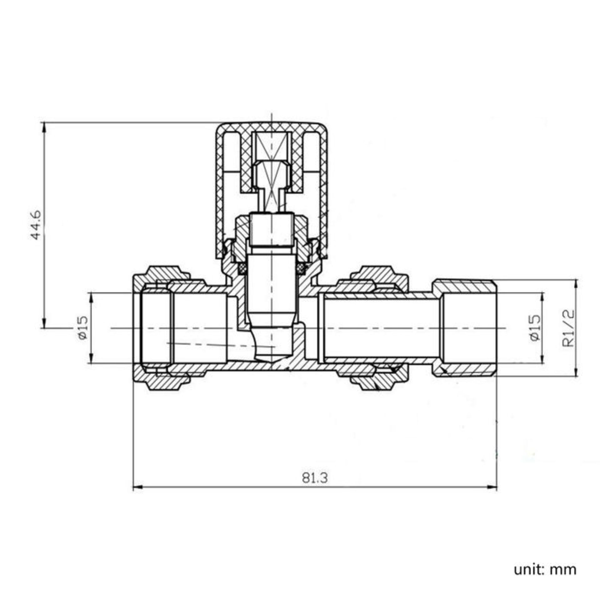 (MP9) 15mm Standard Connection Straight Gloss White Radiator Valves Solid brass construct Straight - Bild 2 aus 3