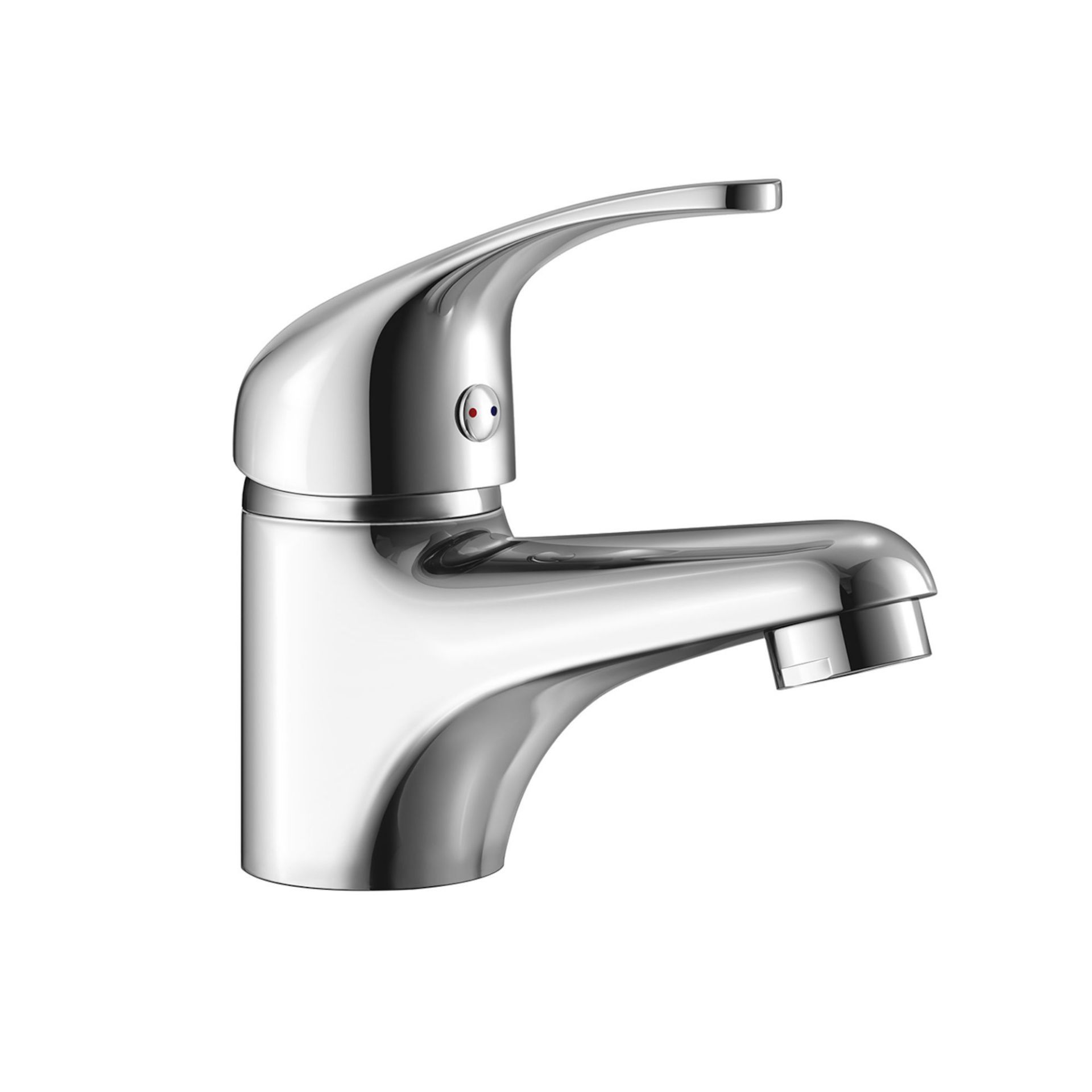 (R1015) Sleek Basin Mixer Tap. Engineered from solid brass which is layered in a chrome finish