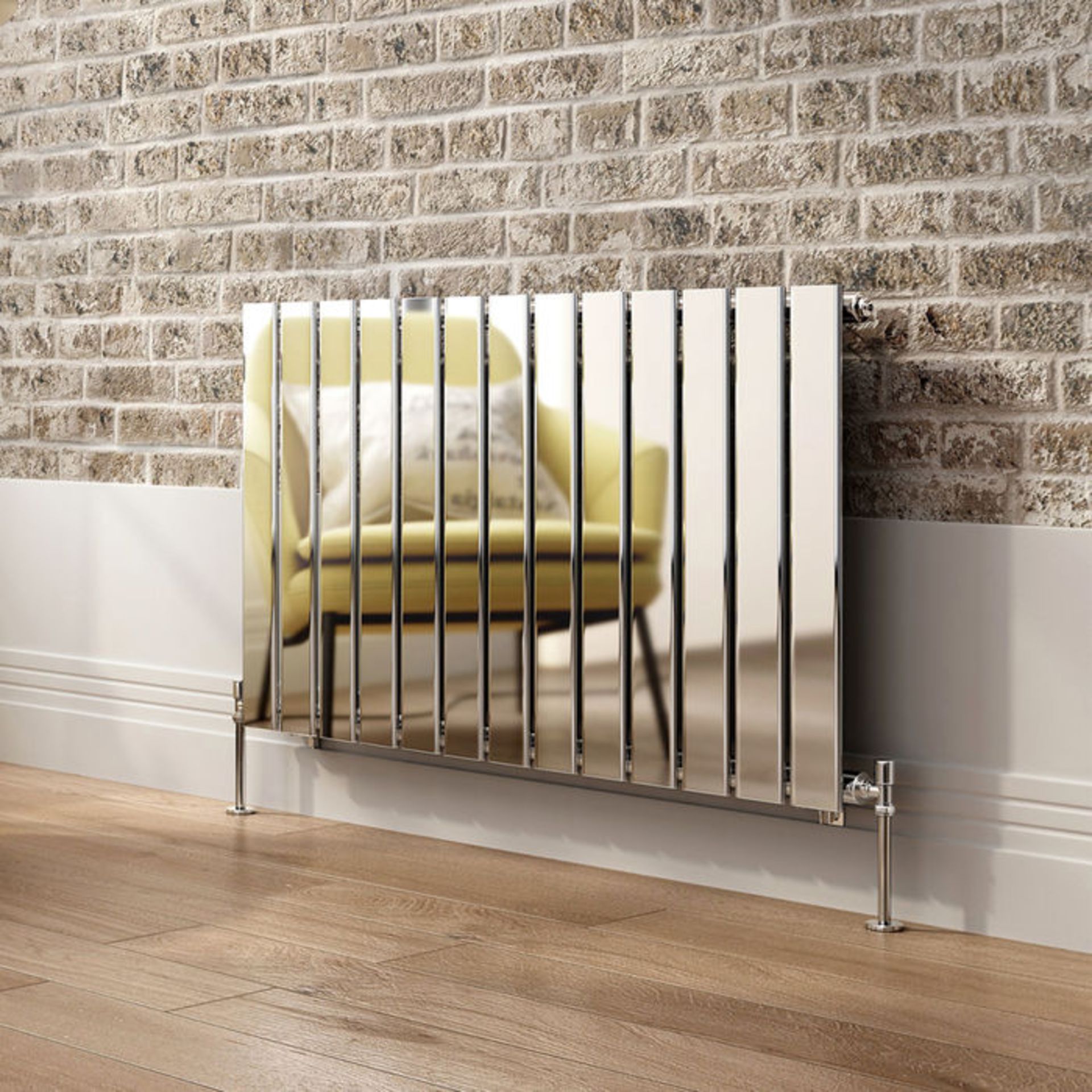 (TP29) 600x980mm Chrome Single Flat Panel Horizontal Radiator. RRP £324.99. Made from high grade low - Image 3 of 5