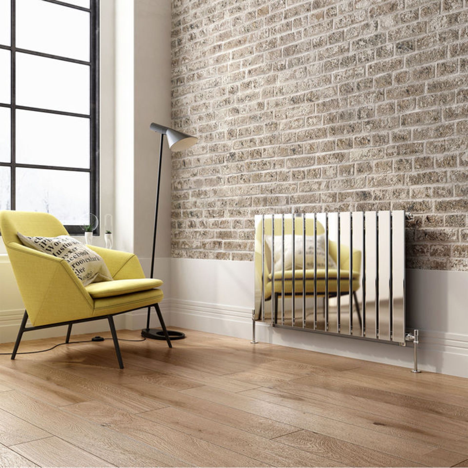 (TP29) 600x980mm Chrome Single Flat Panel Horizontal Radiator. RRP £324.99. Made from high grade low - Image 2 of 5