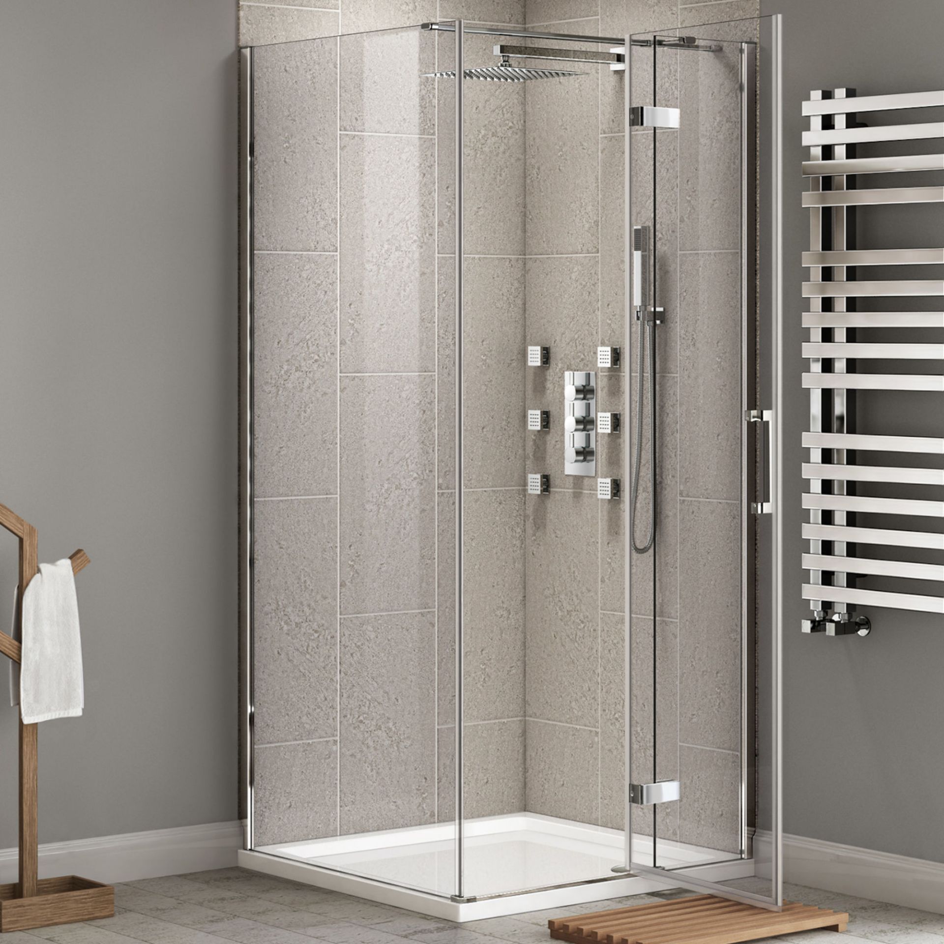 (TP23) 800x800mm - 8mm - Premium EasyClean Hinged Door Shower Enclosure. RRP £374.99. 8mm