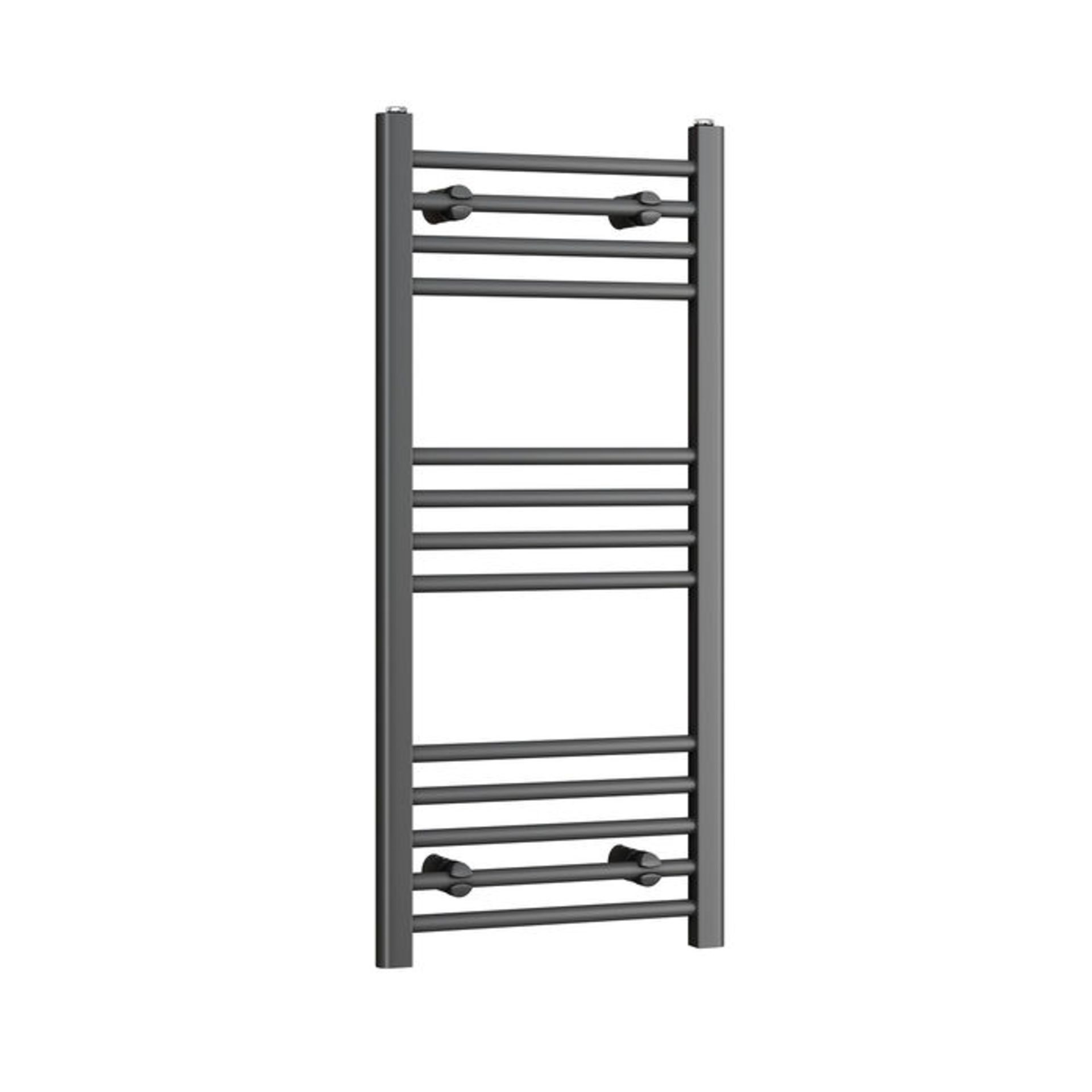 (JM219) 1000x450mm - 20mm Tubes - Anthracite Heated Straight Rail Ladder Towel Radiator. RRP £64.99. - Image 3 of 3