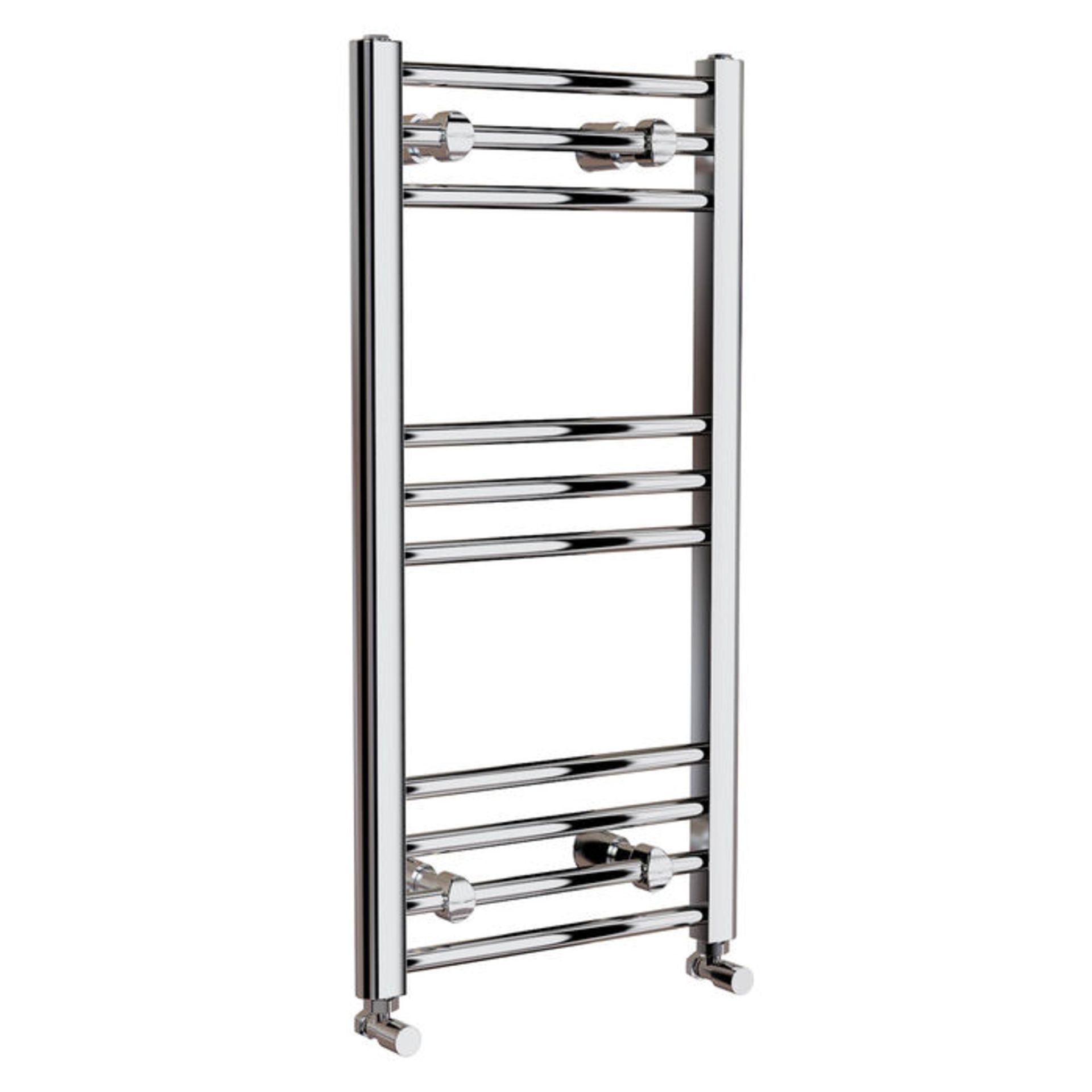 (TY49) 700x400mm - 20mm Tubes - Chrome Heated Straight Rail Ladder Towel Radiator. Low carbon - Image 3 of 3
