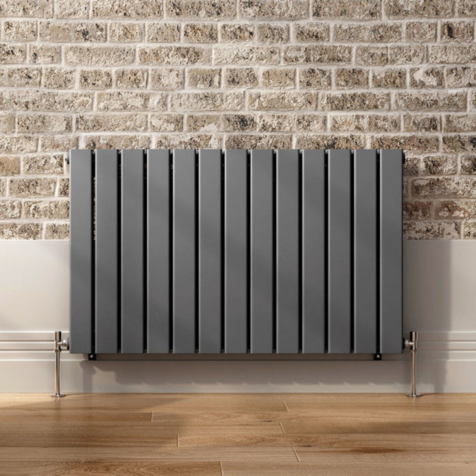 (TP155) 600x980mm Anthracite Double Flat Panel Horizontal Radiator. RRP £429.99. Made with low - Image 4 of 5