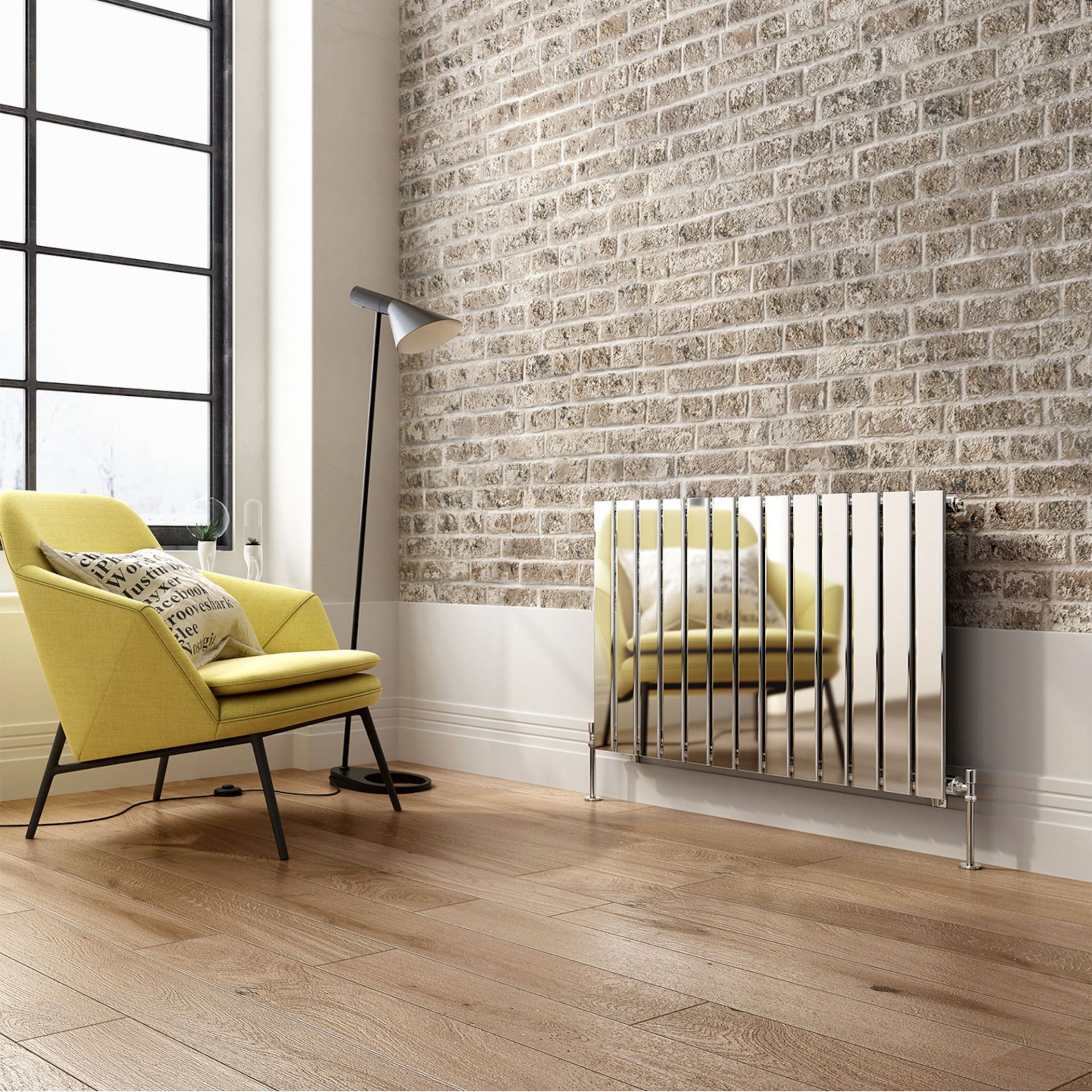 (TP29) 600x980mm Chrome Single Flat Panel Horizontal Radiator. RRP £324.99. Made from high grade low - Image 5 of 5