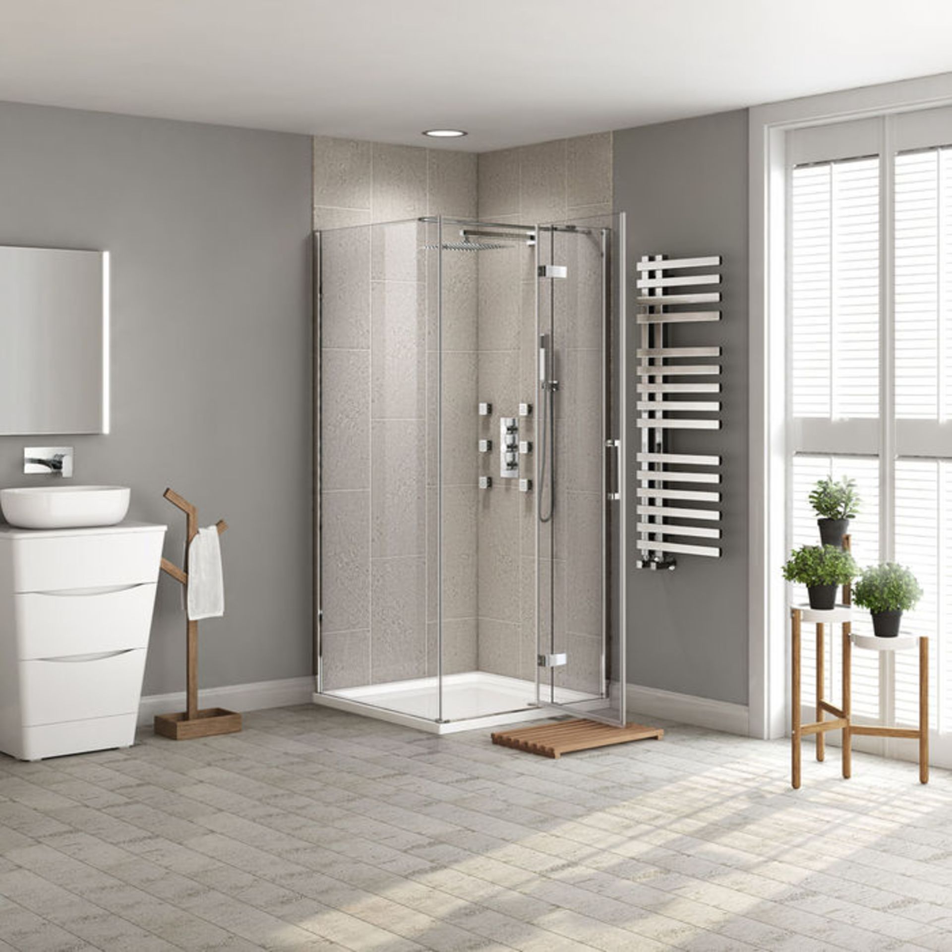 (TP23) 800x800mm - 8mm - Premium EasyClean Hinged Door Shower Enclosure. RRP £374.99. 8mm - Image 3 of 4