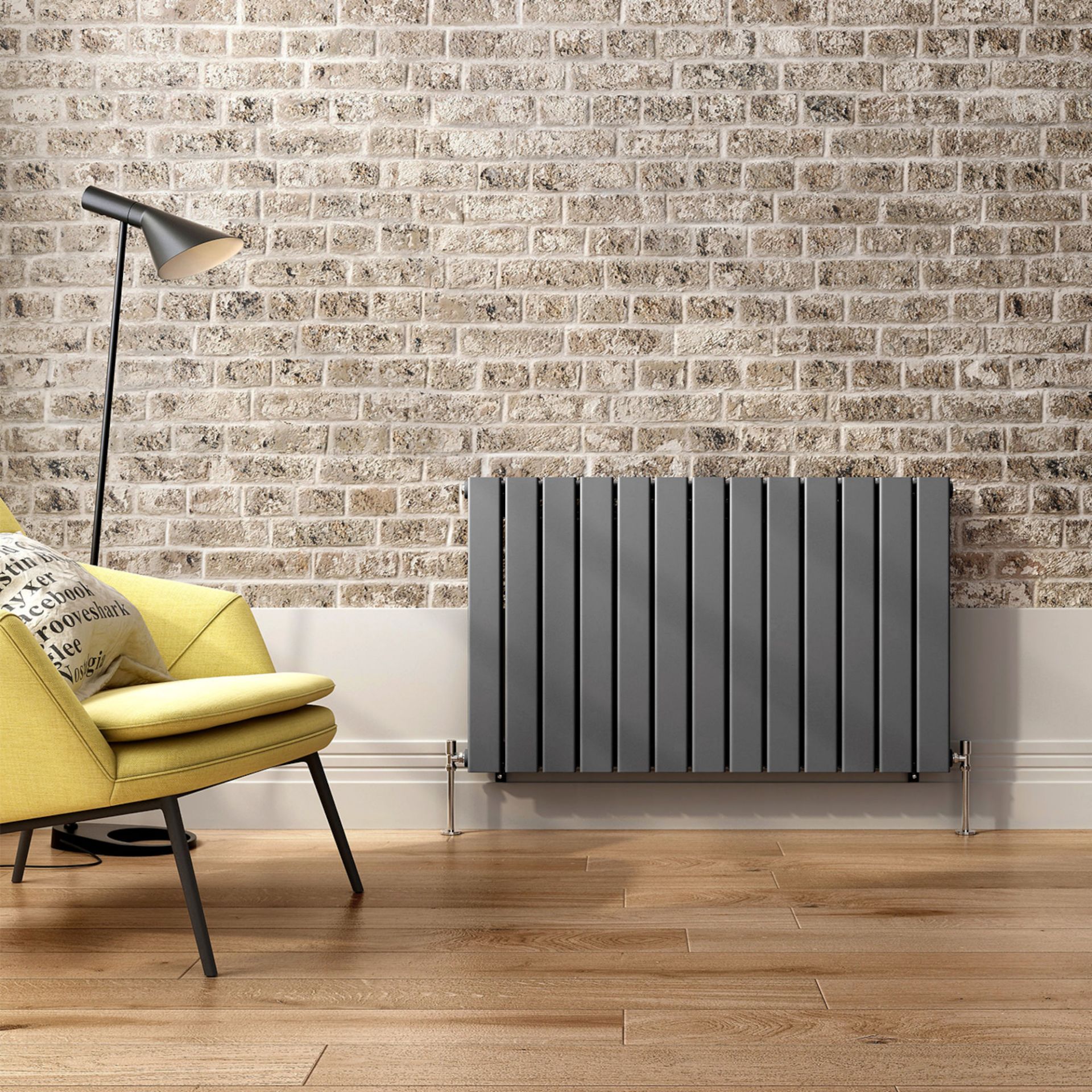 (TP155) 600x980mm Anthracite Double Flat Panel Horizontal Radiator. RRP £429.99. Made with low - Image 3 of 5