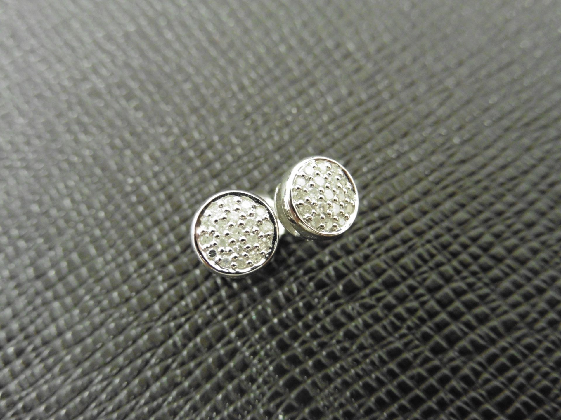 0.17ct illusion set diamond stud earrings in 9ct white gold. Small round cut diamonds, H colour - Image 2 of 2