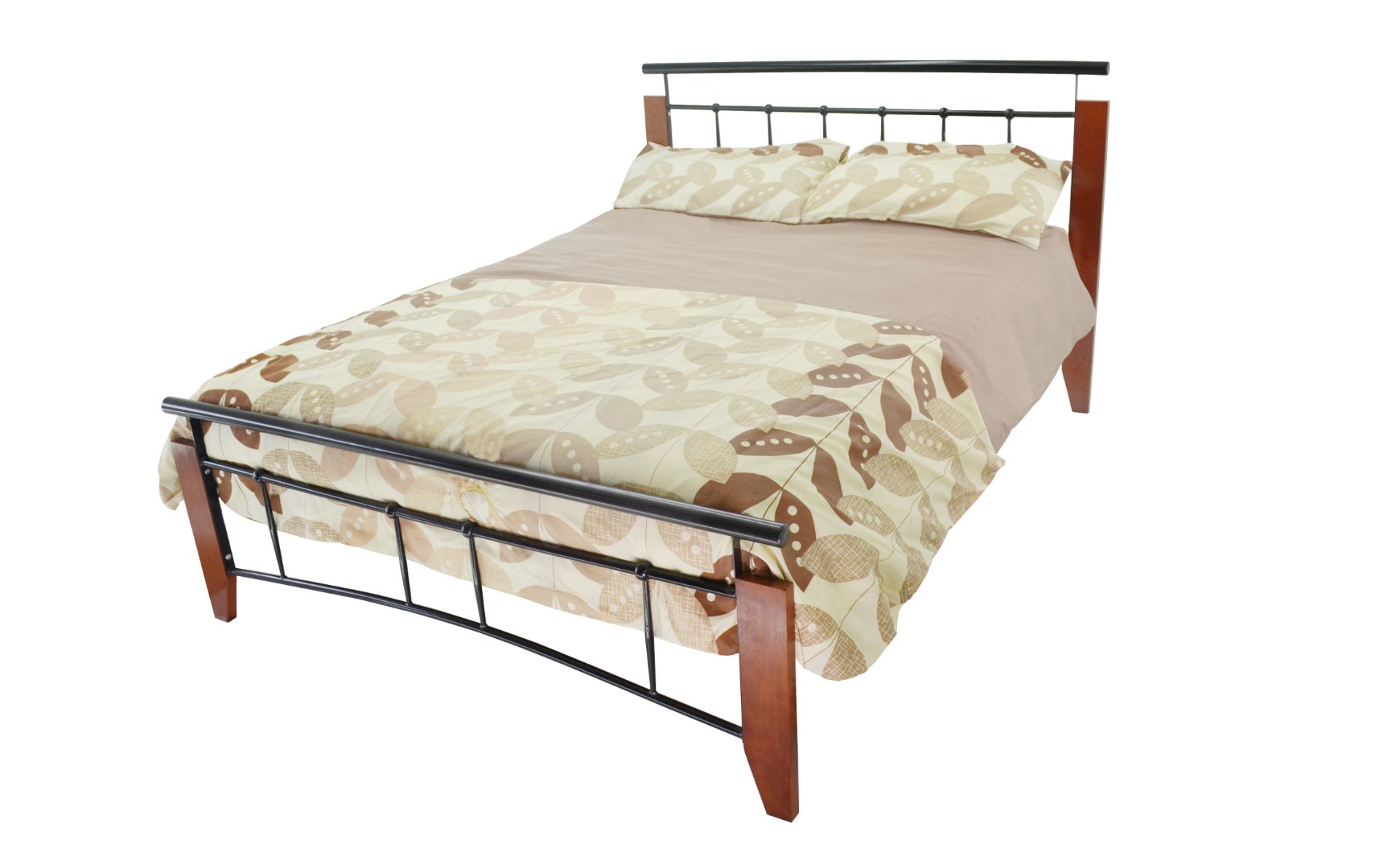 20 x Small Double 4ft Black Metal Bed Frames With Oak Effect Legs