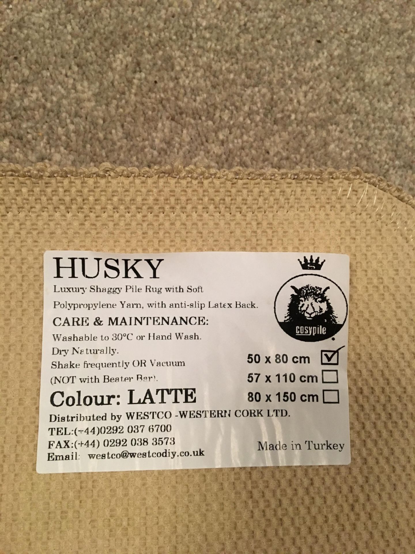 Husky Luxury Shaggy Pile Rug (50cm x 80cm) Qty 30 (1 box) - Image 3 of 3