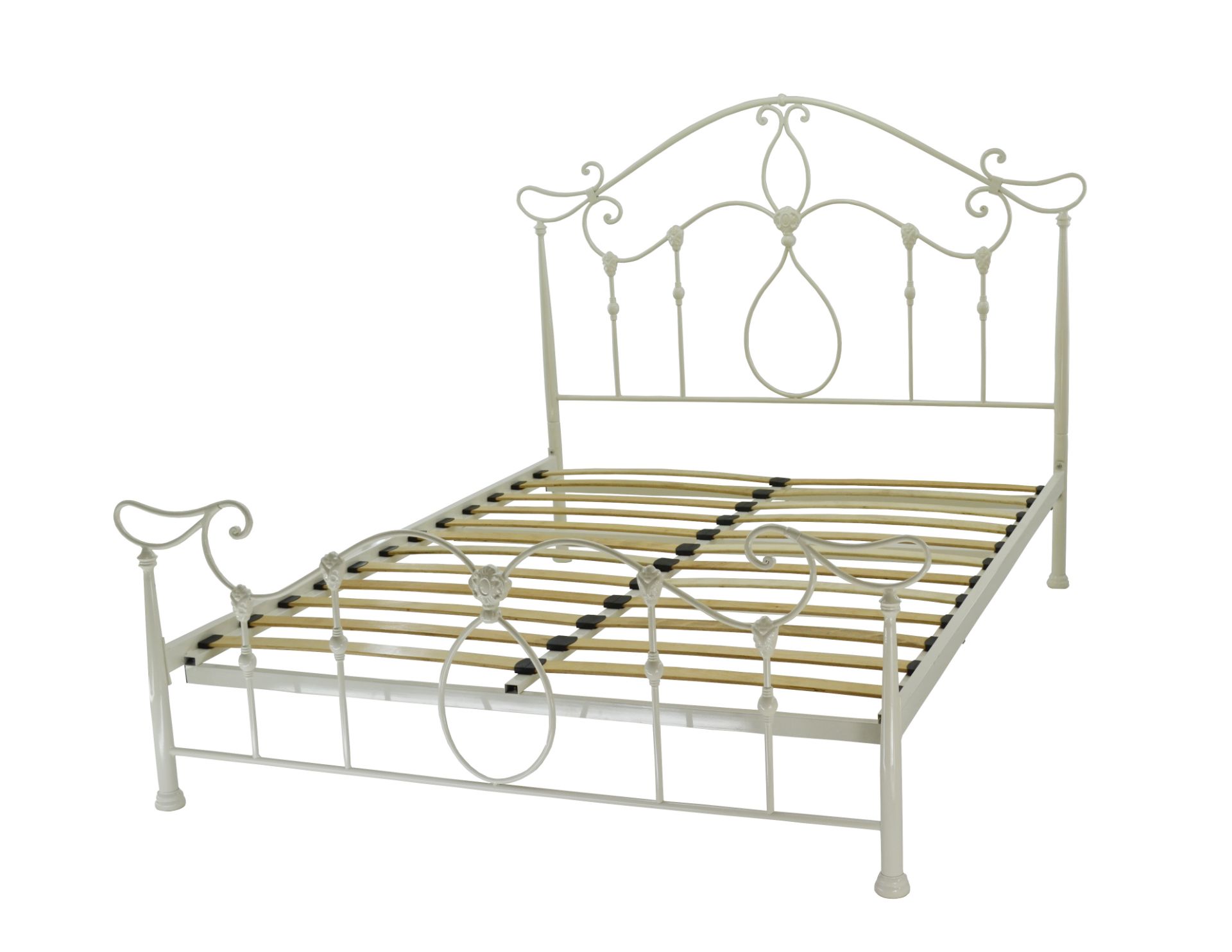 20 x Ivory Slatted Based Metal Bed Frames Double 4ft 6"