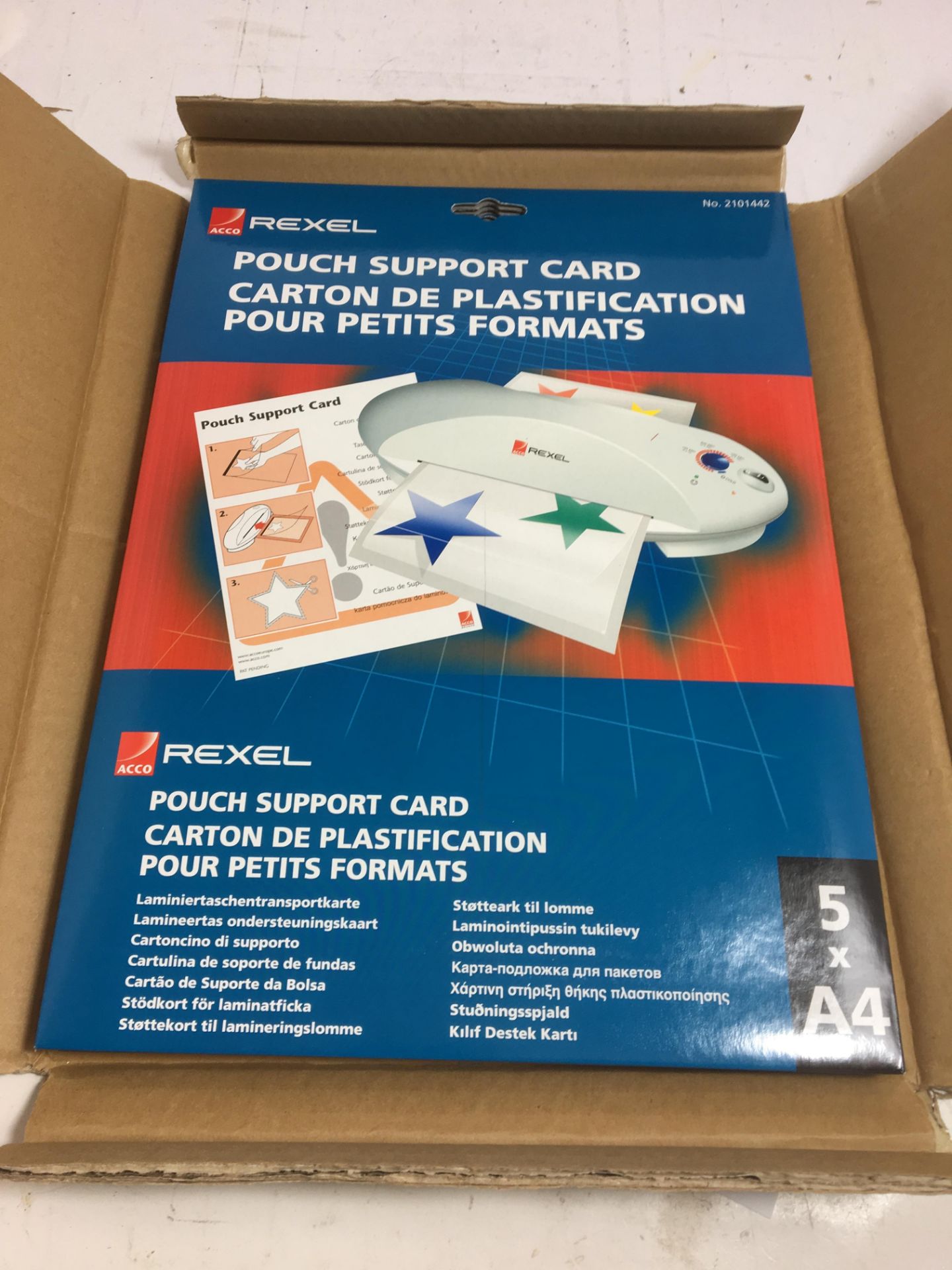 5 x Rexel A4 Laminating Pouches Support Cards.