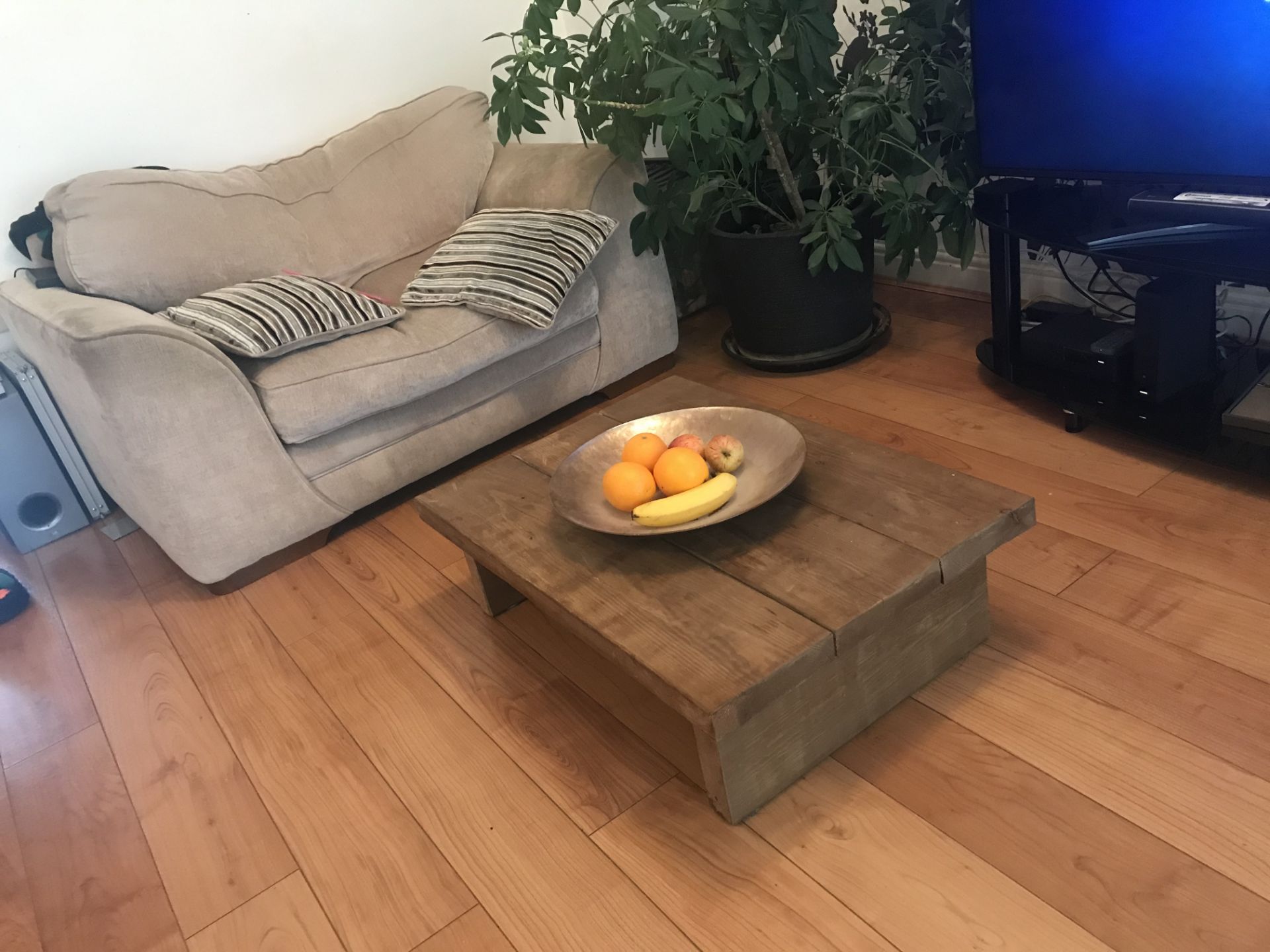 Rustic Chunky Distressed wood Coffee Table - Image 4 of 4