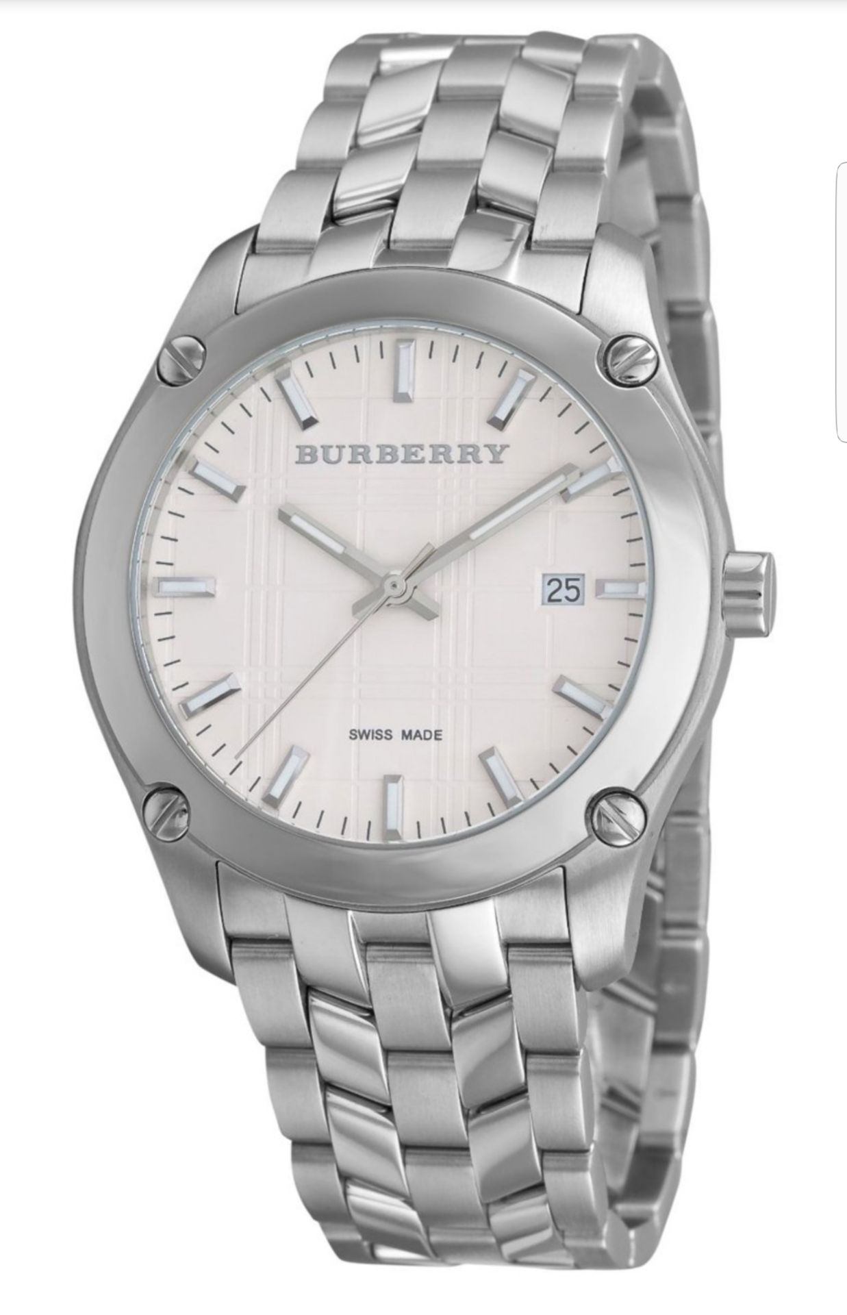 Burberry BU1852 Men's White Dial Stainless Steel Bracelet Wrist Watch