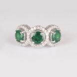 14 K / 585 White Gold Designer Tsavorite Garnets & Diamond Ring