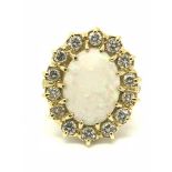 18ct Yellow Gold Opal & Diamond Cluster Ring 18ct Yellow Gold. Size P