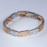 18 K / 750 White Gold and Rose Gold Men's Diamond Bracelet