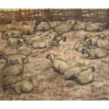 L Hervey Signed Oil On Canvas. Flock Of Sheep