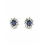 18ct Gold, Sapphire & Diamond Cluster Stud Earrings