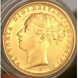 1887 Queen Victoria Young Head Gold Sovereign George and the Dragon Sydney Mint