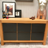 Oak sideboard / credenza unit, an ideal sideboard in oak and painted grey for the modern home