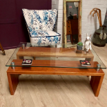 Coffee table glass and cherry wood could also be used as an occasional table or in the lounge.
