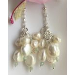 Multi Drop Freshwater Cultured Pear Cluster Earrings all 925 Silver