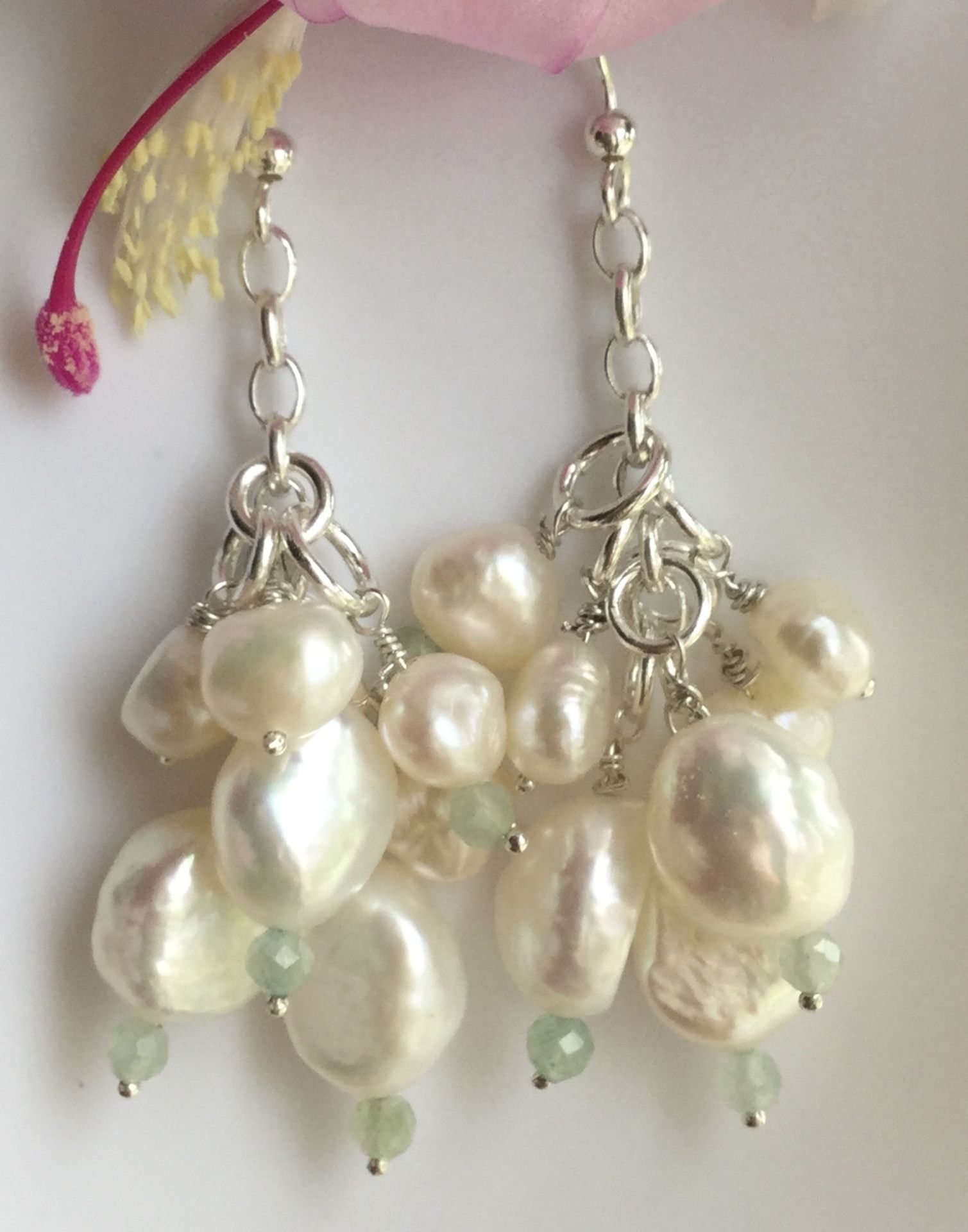 Multi Drop Freshwater Cultured Pear Cluster Earrings all 925 Silver
